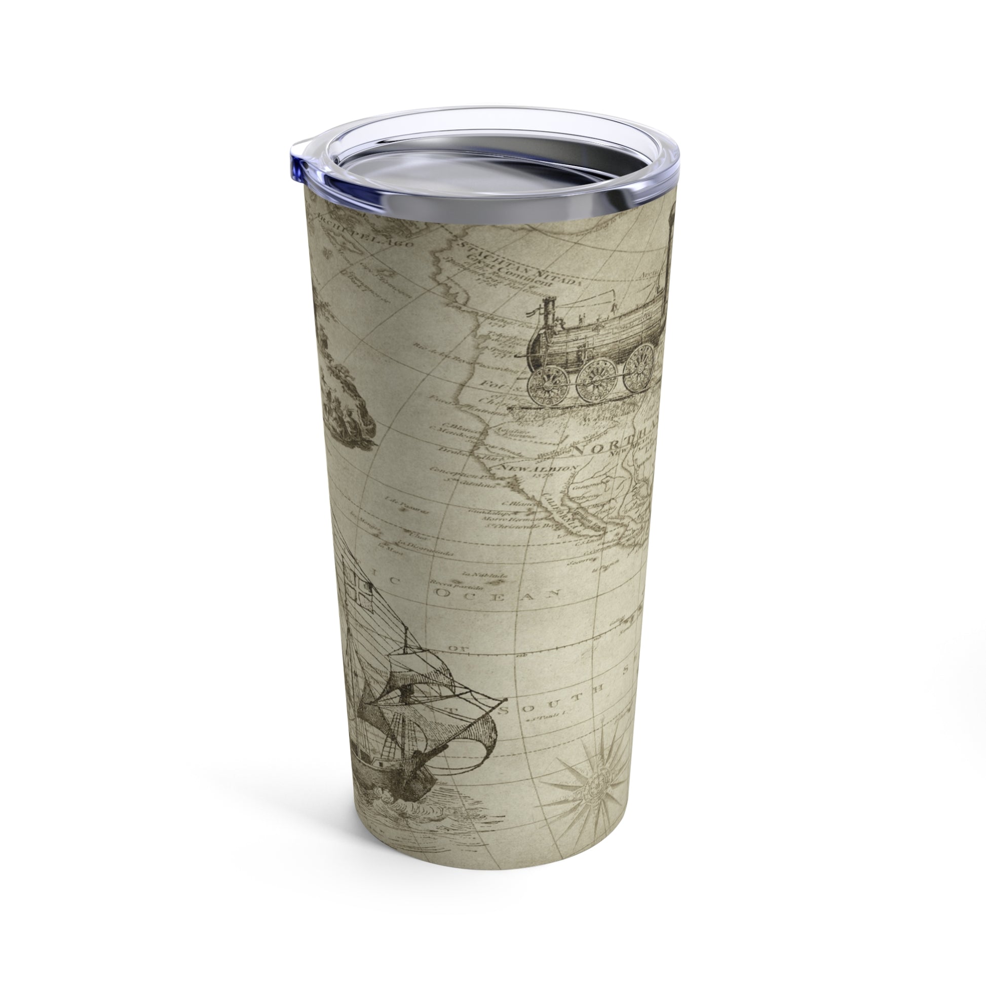 Vintage Map Insulated Stainless Steel 20oz Travel Tumbler - Old School Male 