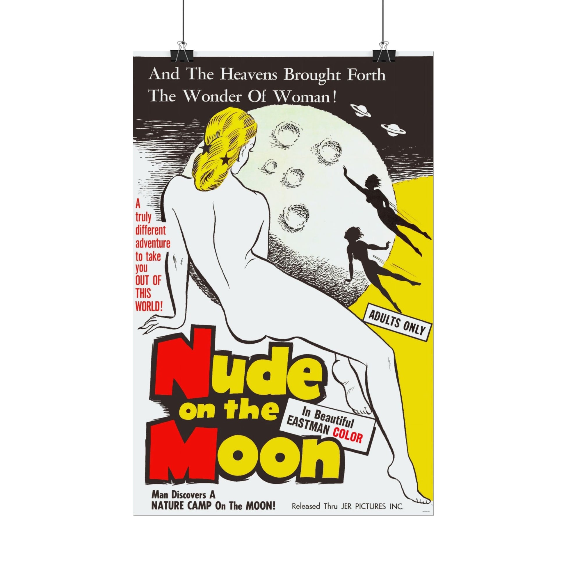 Retro 'Nude on the Moon' Film Poster Print - Old School Male 