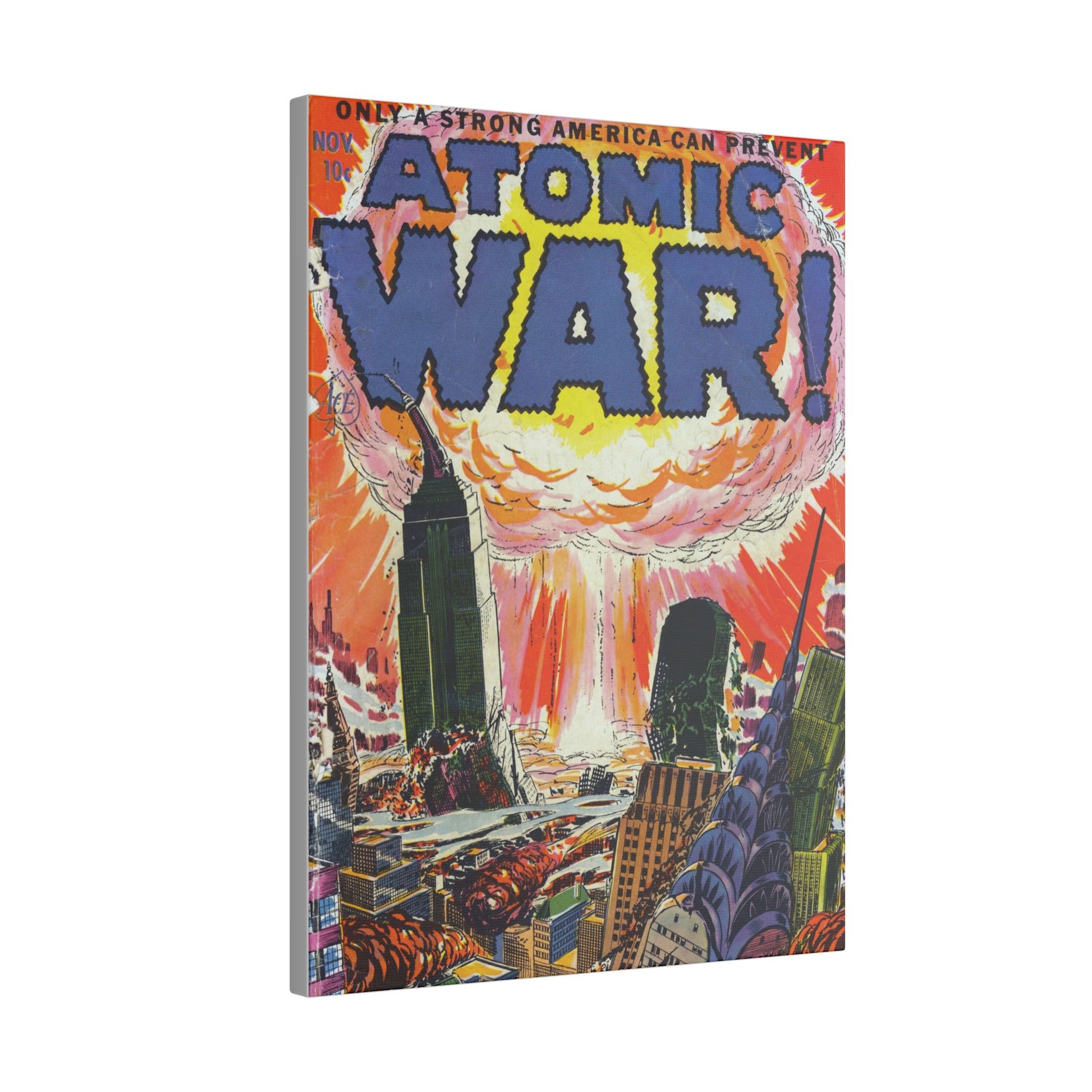 Vintage Atomic Warfare Comic Art Canvas Print, Stretched, 0.75" (Various Sizes) - Old School Male 