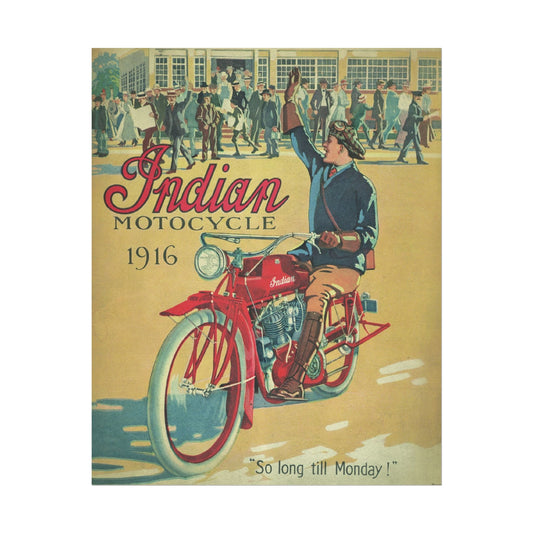 1916 Indian Motorcycle Ad Poster Print - Old School Male 