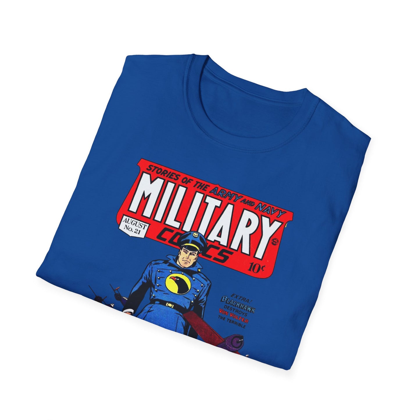 Vintage Military Comic Book Graphic Tee - 100% Cotton Retro T-Shirt for Comic Fans