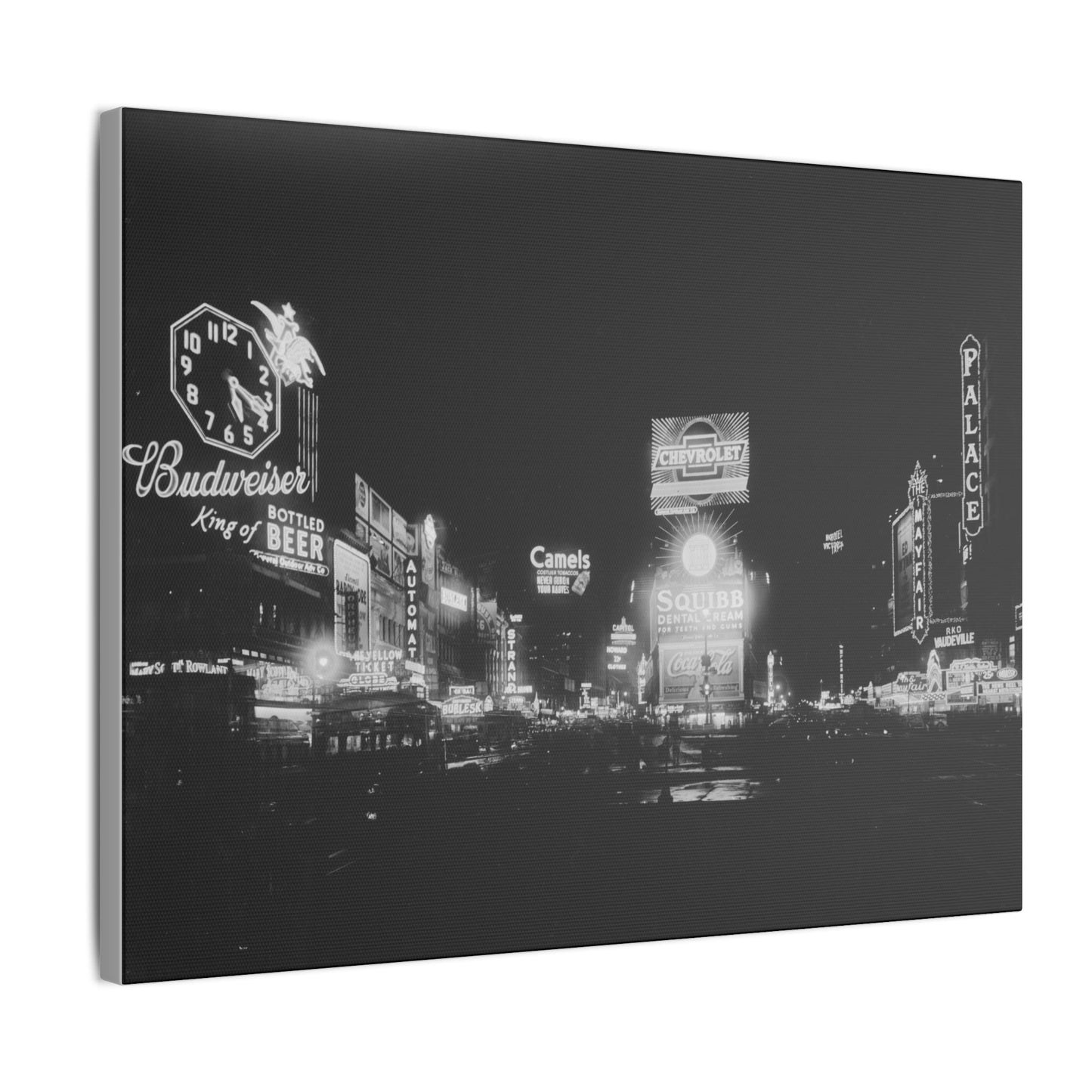 Nighttime Elegance: Vintage Times Square Matte Canvas Print (Multiple Sizes Available)