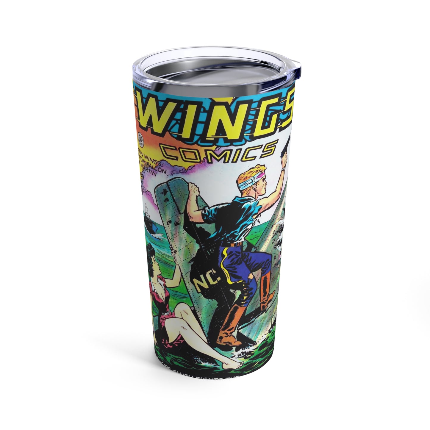 Vintage Comic Book Art 20oz Insulated Tumbler - Old School Male 