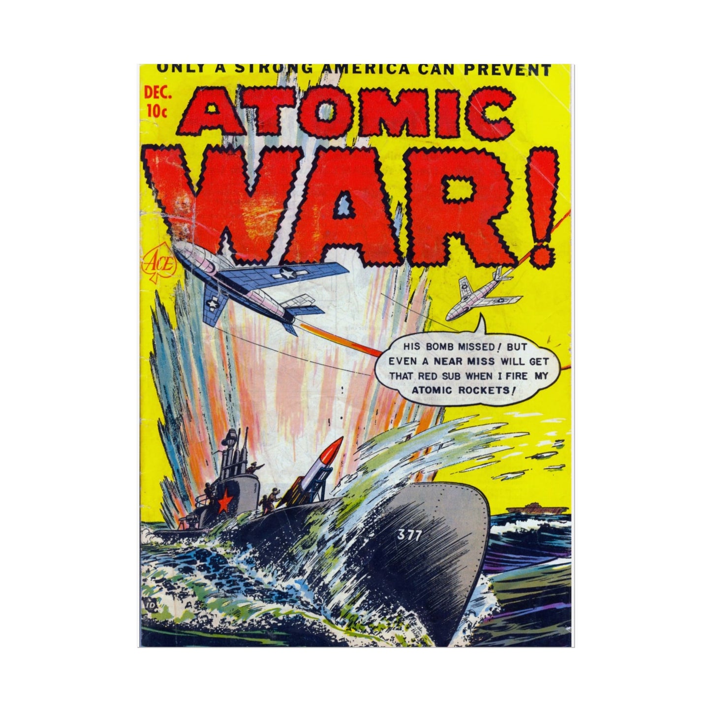 Retro Atomic War Comic Book Cover Poster - Old School Male 