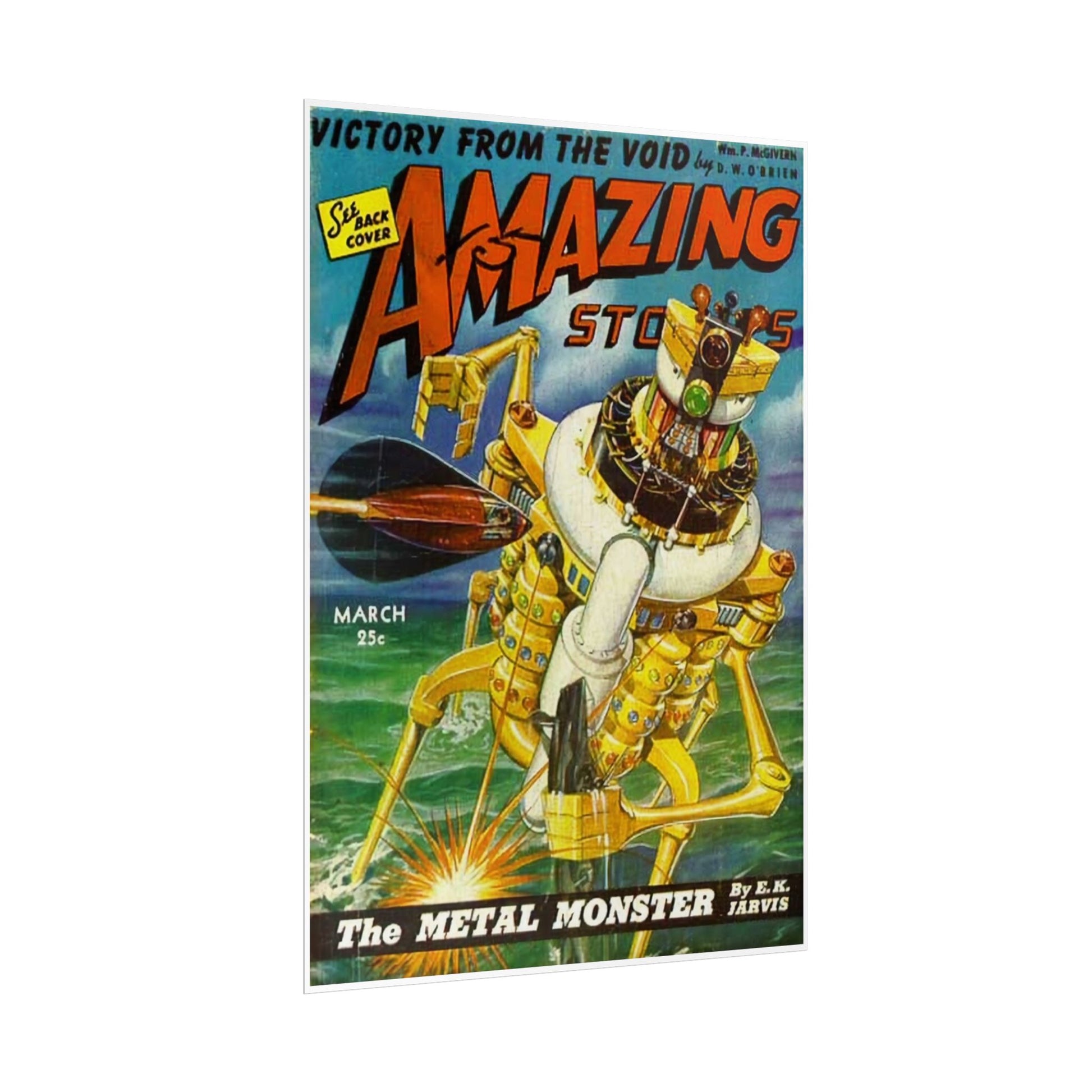 Retro 1950s Amazing Stories Comic Cover Poster - Old School Male 