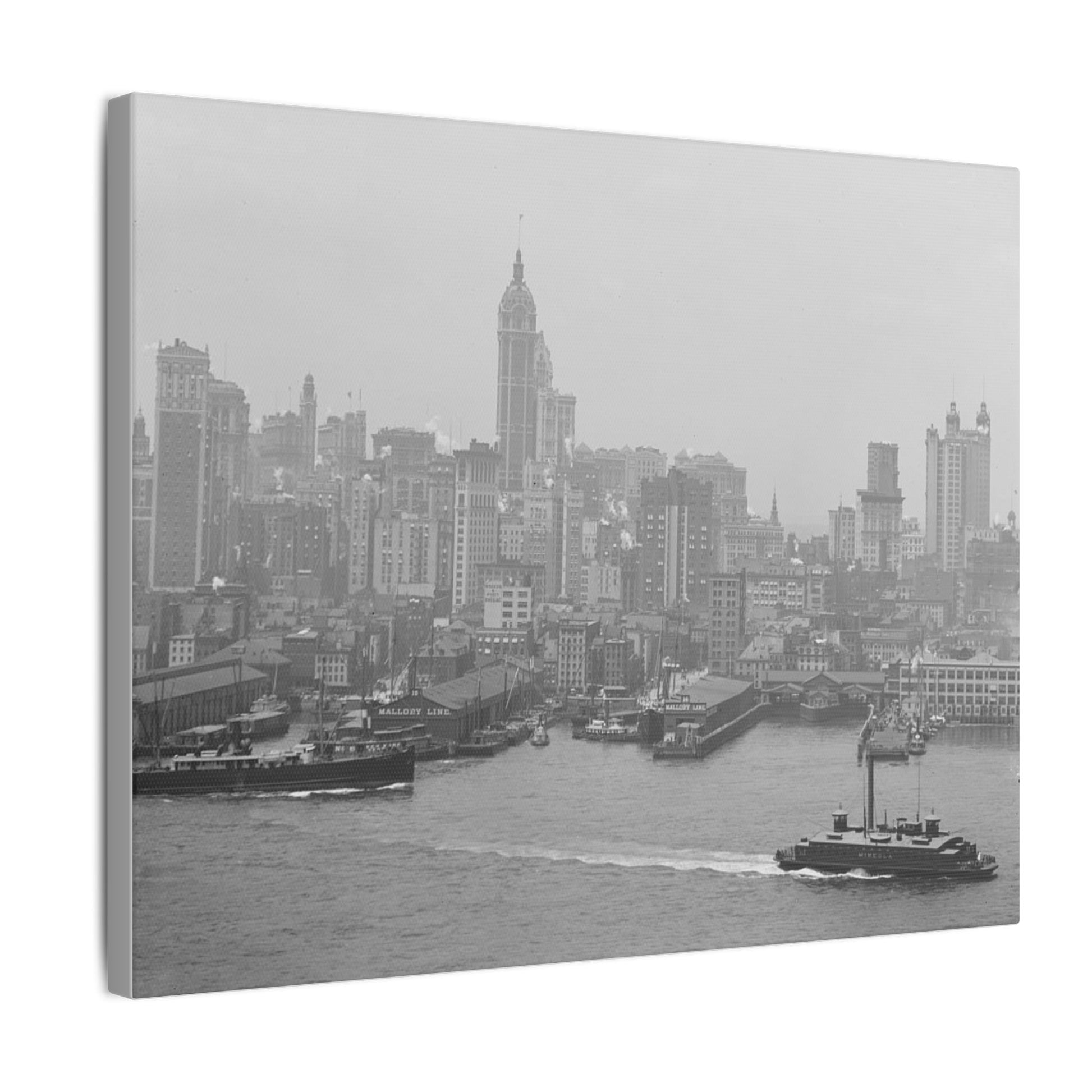 Vintage NYC Harbor Photo Canvas Print - Old School Male 