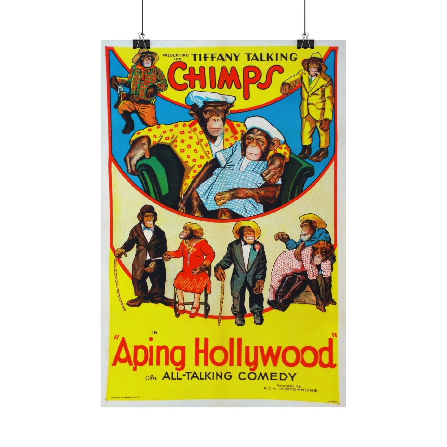 Retro Aping Hollywood Chimps Film Poster - Old School Male 