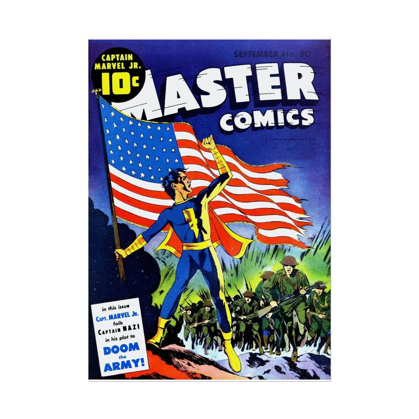 Retro September Number 30 Master Comics Cover Poster - Old School Male 