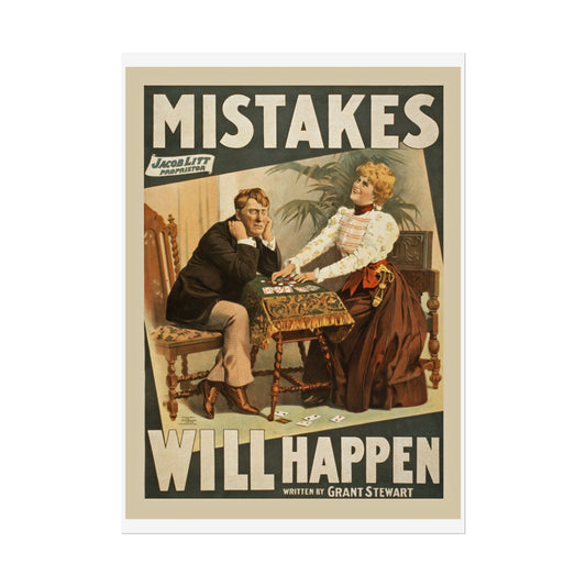 Play Poster, Inspirational Quote Wall Art, Motivational Room Decor, Educational Classroom Print, Mistakes Will Happen Print, Teen Room Decor - Old School Male 