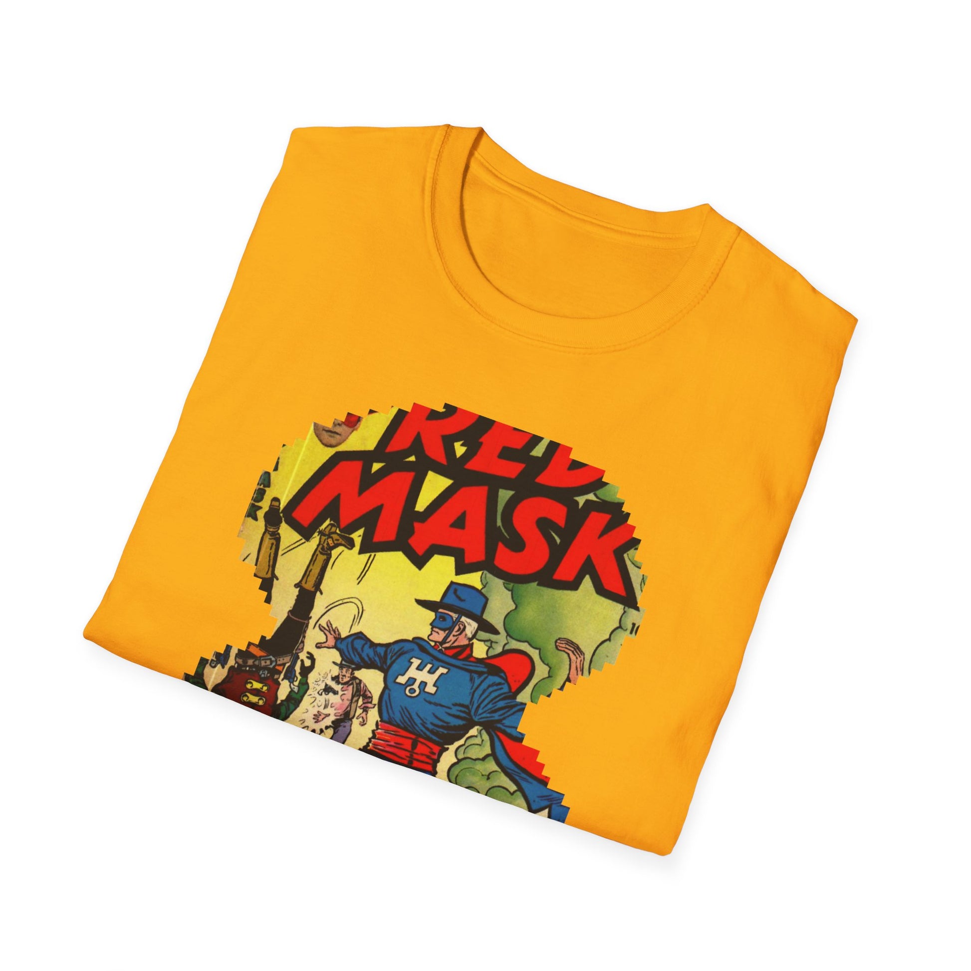 Vintage Red Mask Unisex Soft Cotton Tee - Old School Male 