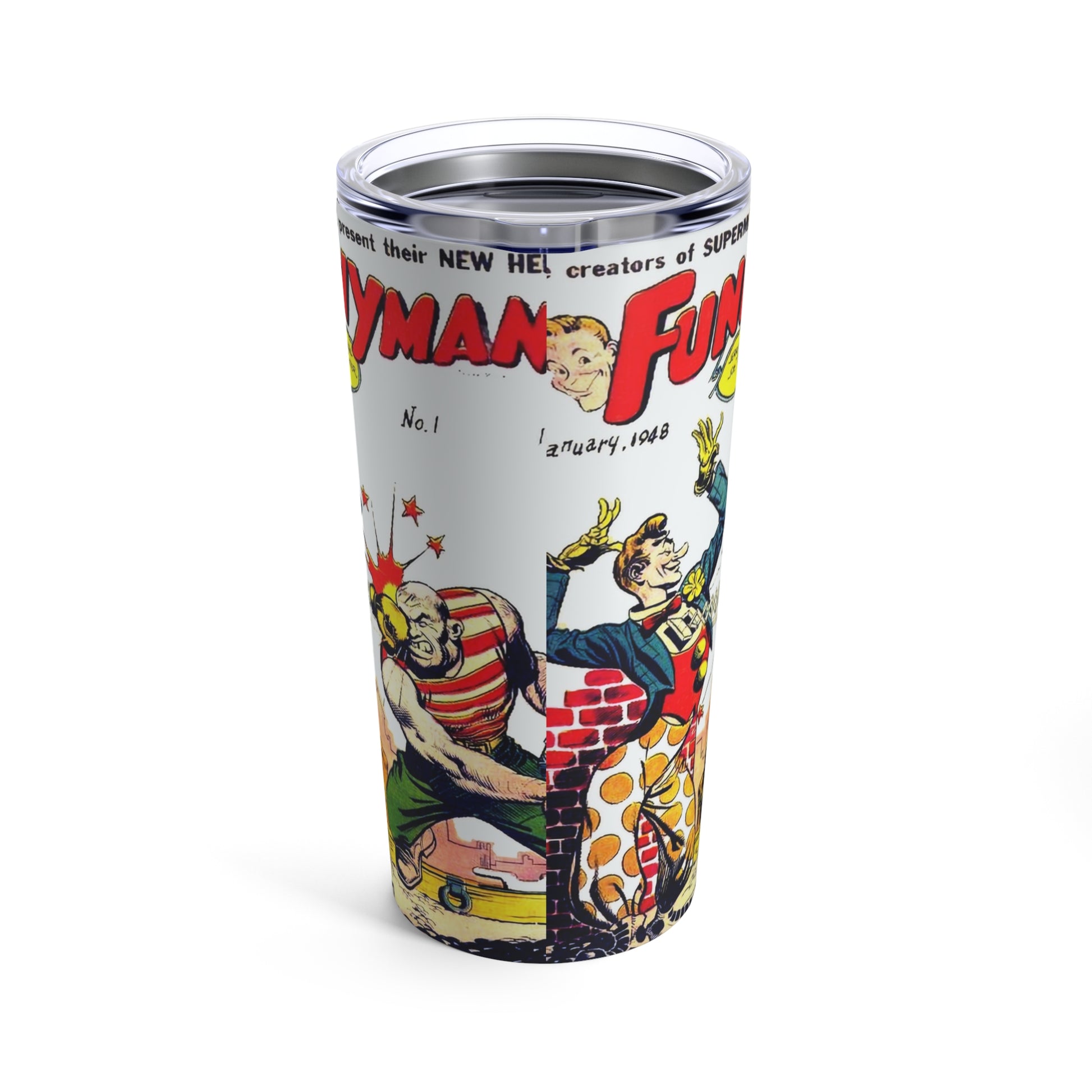 Retro Funnyman Comic Graphic Insulated Tumbler 20oz - Old School Male 