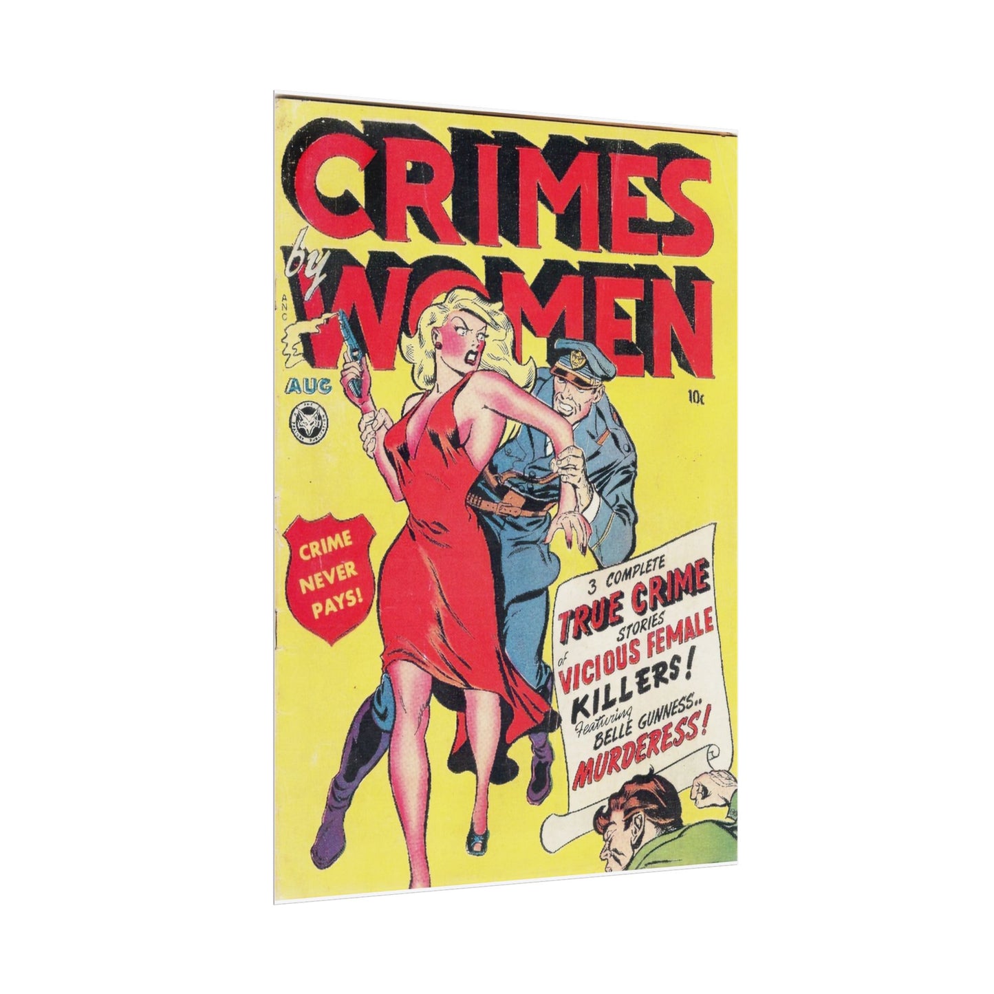 Retro Crimes By Women Comic Book Cover Poster - Old School Male 