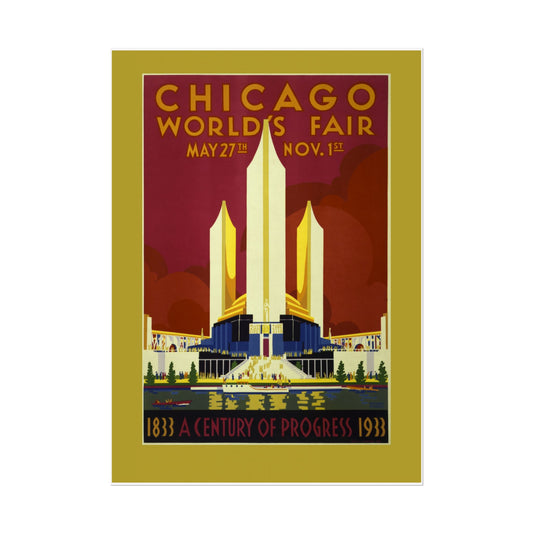 Vintage Chicago World's Fair Poster Rolled Posters, Wall Art, Home Decor, 1933 Fair Memorabilia, Historical Art Prints - Old School Male 