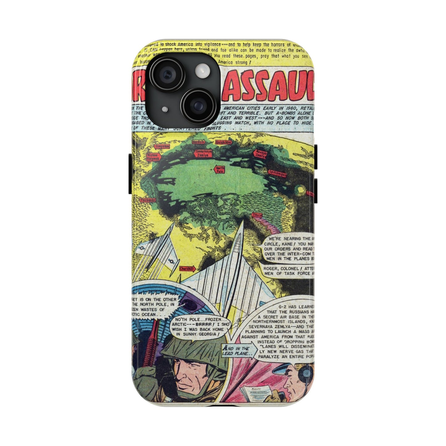 Vintage Atomic Warfare Comic Page Rugged Phone Cases - Old School Male 