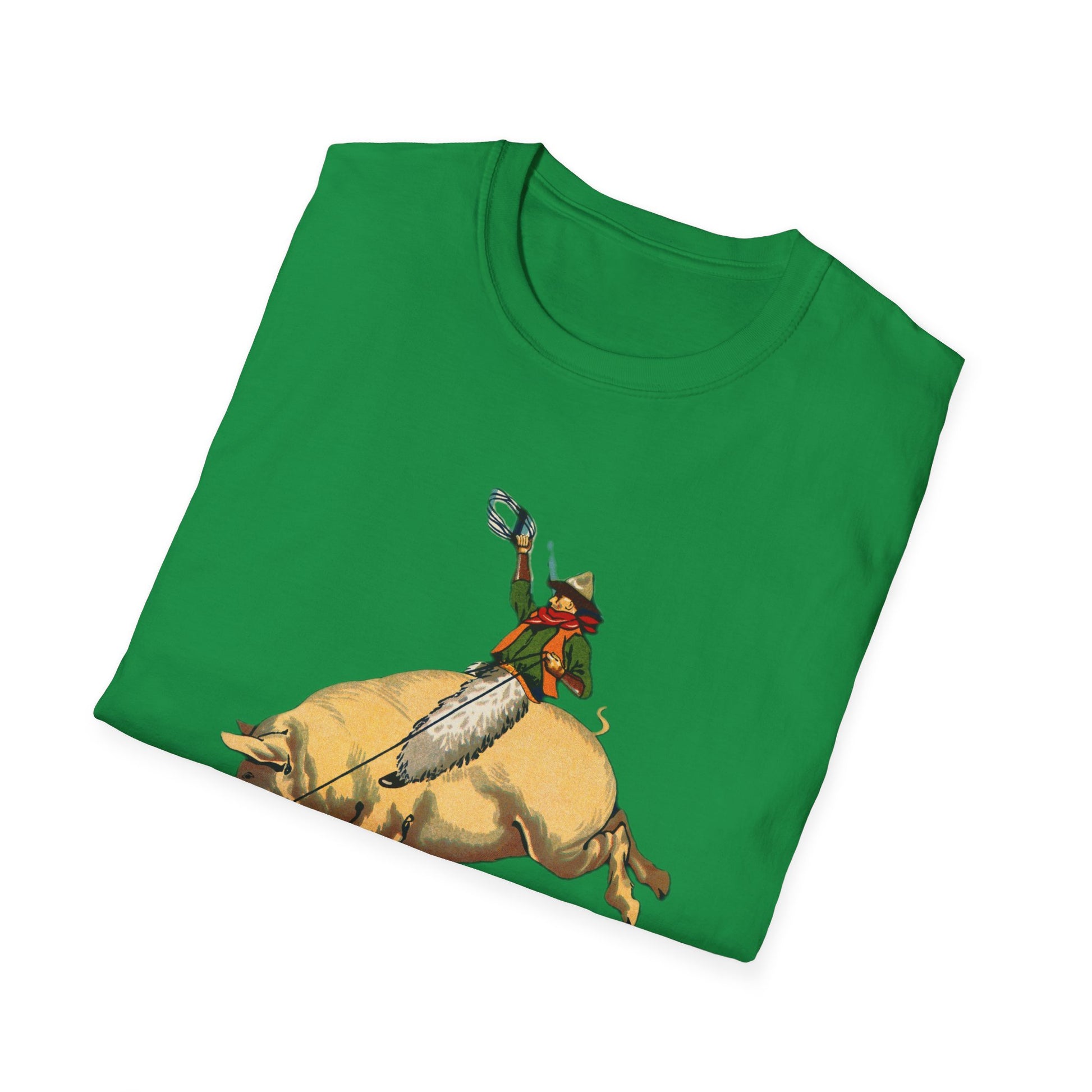 Whimsical Cowboy Pig Graphic Tee - Unisex T-Shirt - Old School Male 