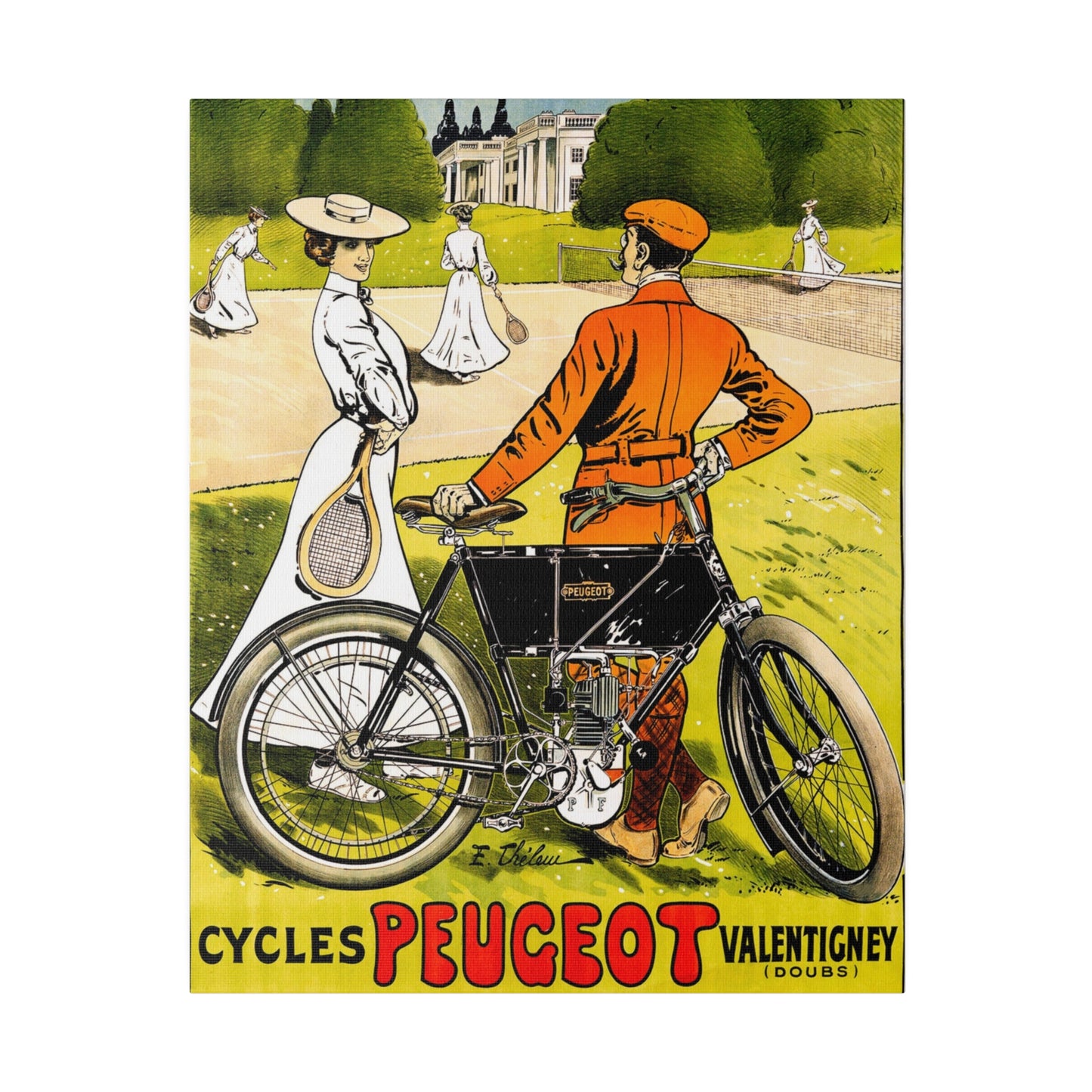 Vintage Peugeot Bicycle Ad Canvas Print - Old School Male 