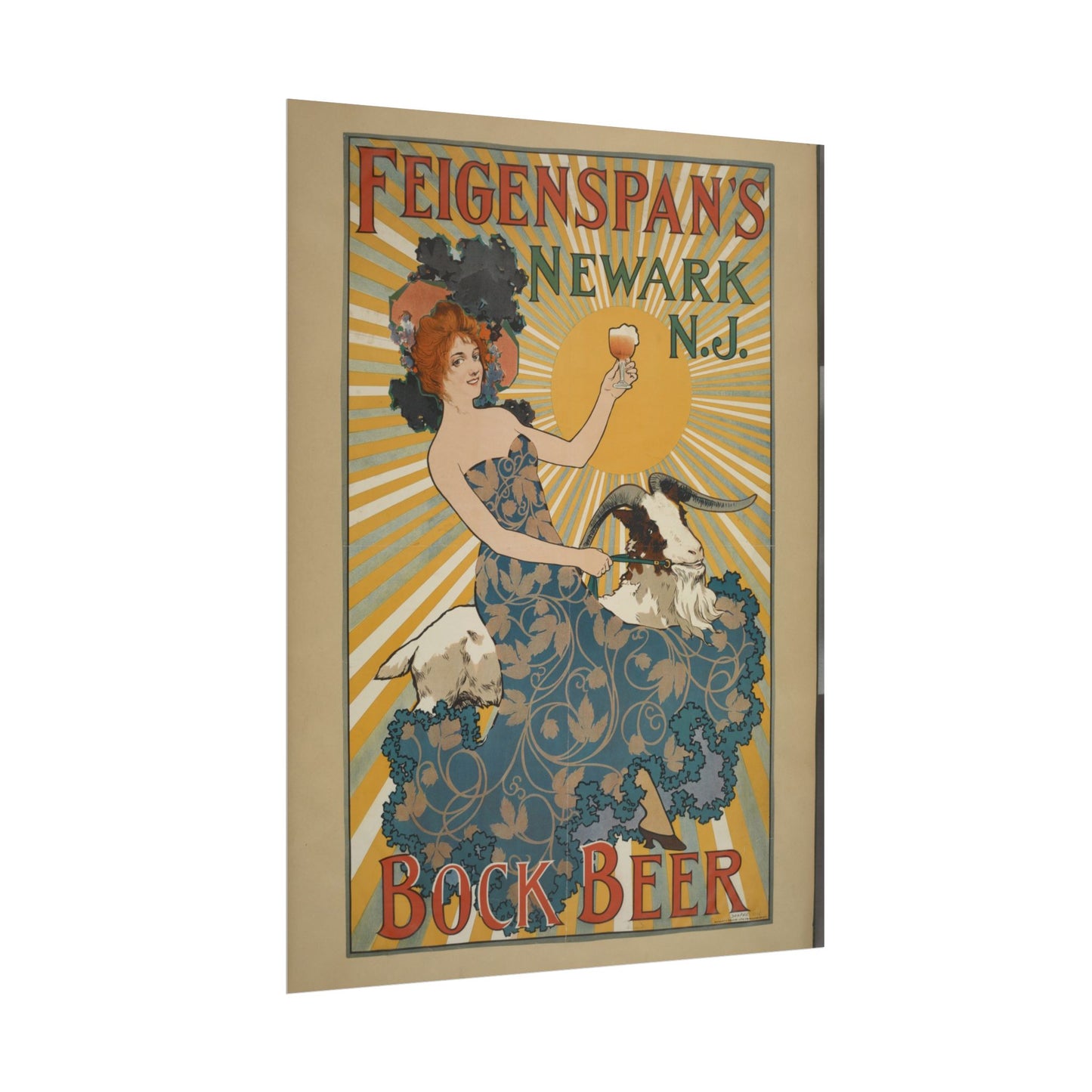 Feigenspan's Bock Beer Vintage Beer Ad Poster