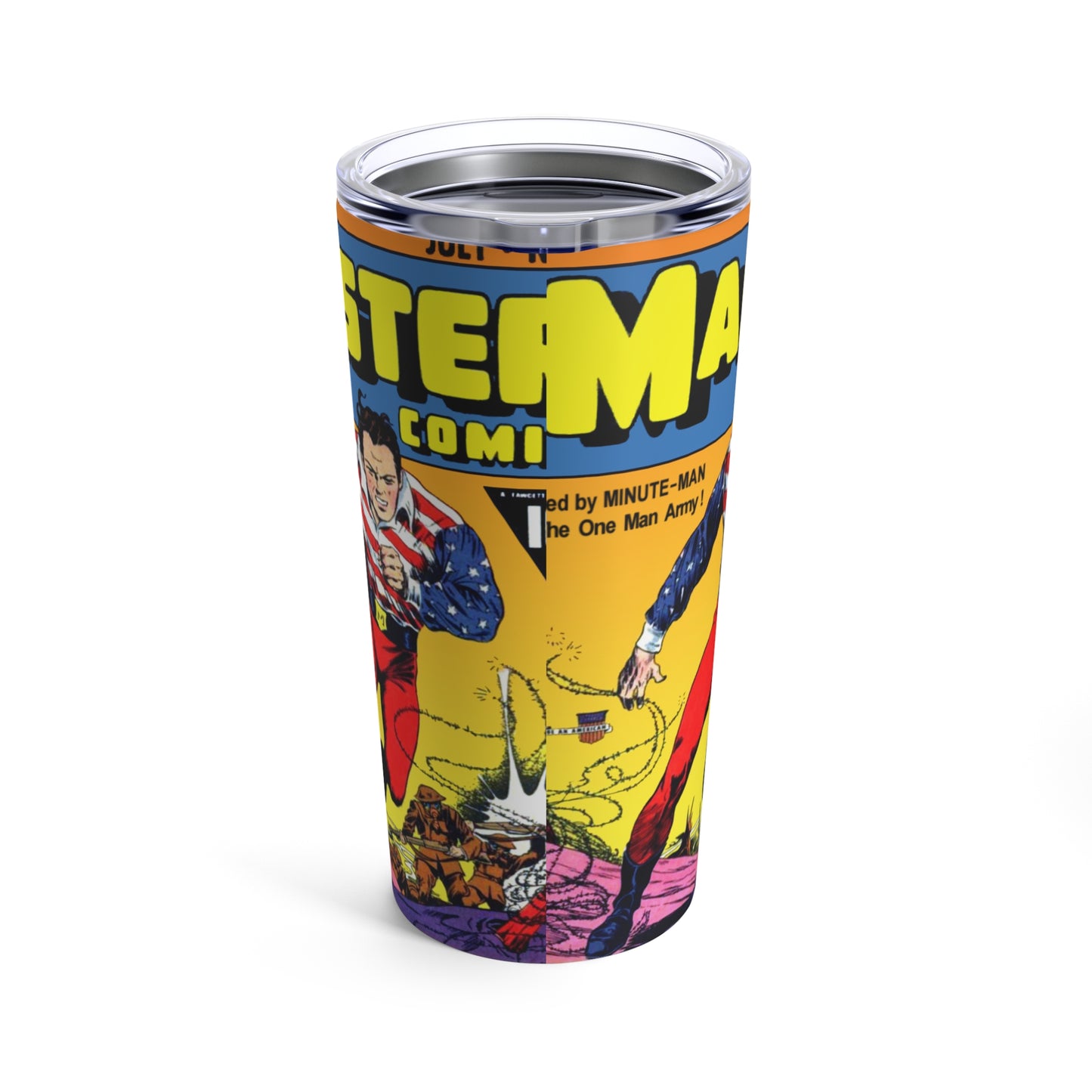 Vintage Comic Book Tumbler - 20oz Retro Design - Old School Male 