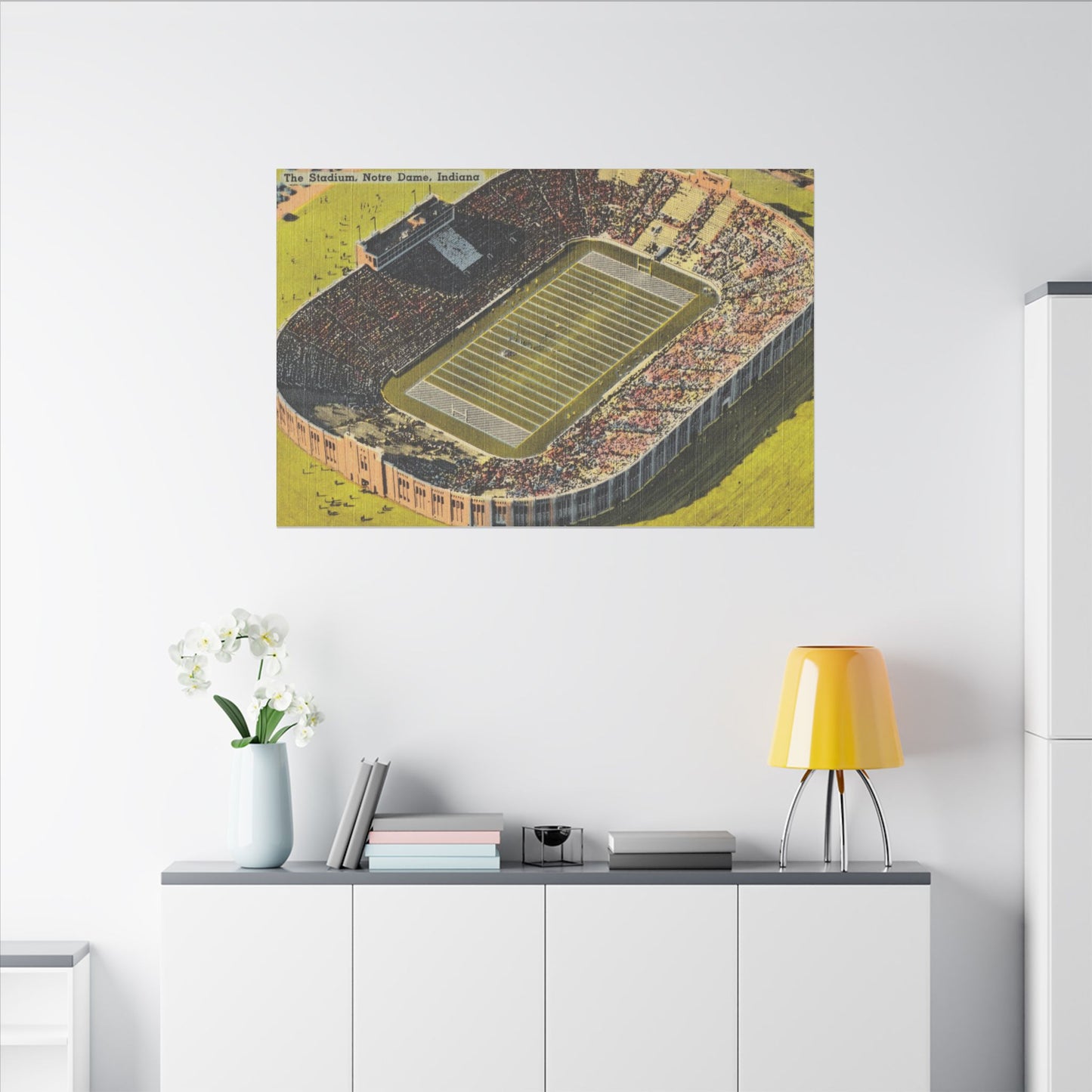 Aerial Canvas Art - Notre Dame University Stadium Illustration