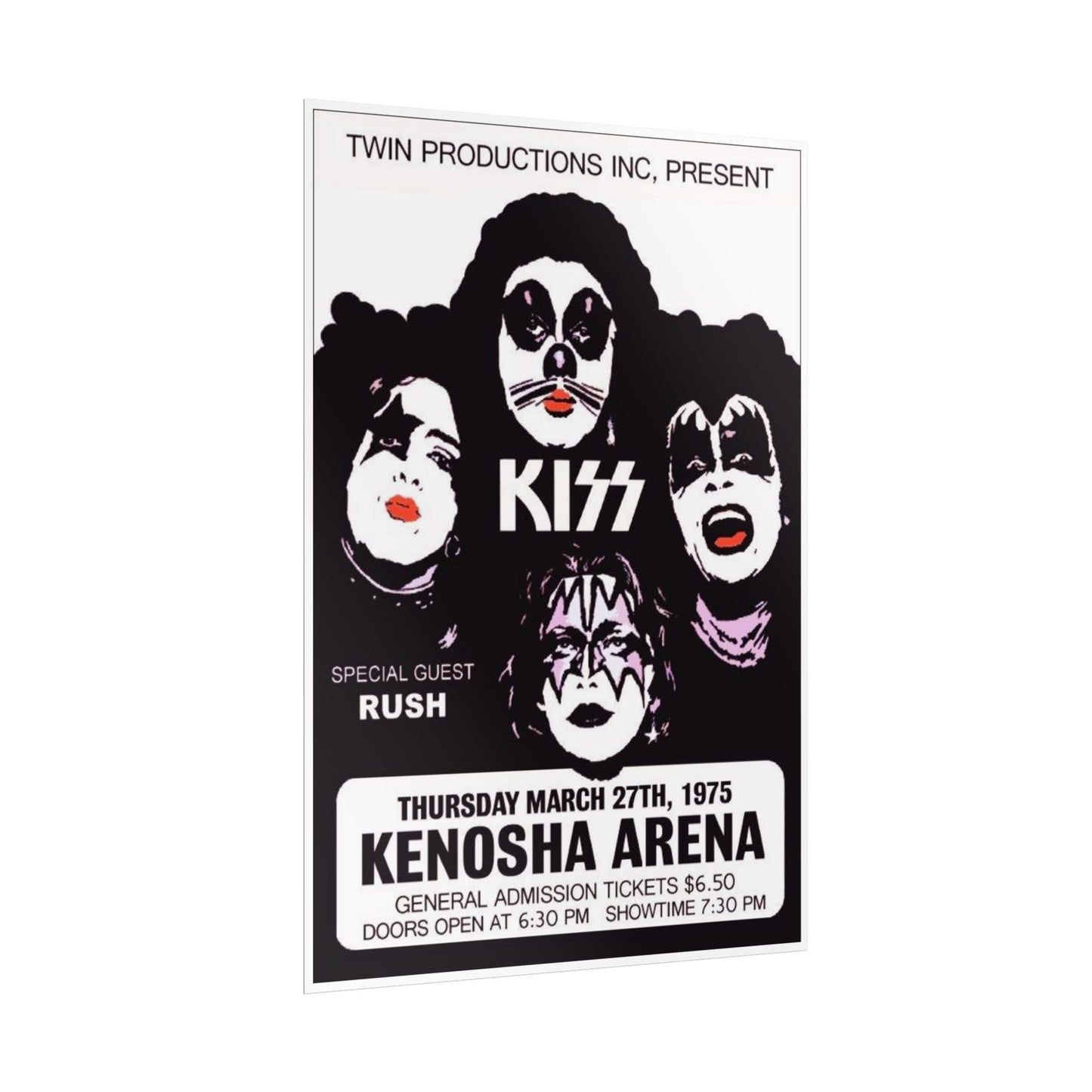 Retro Kiss Concert with Opener Rush at the Kenosha Arena Poster Print - Old School Male 