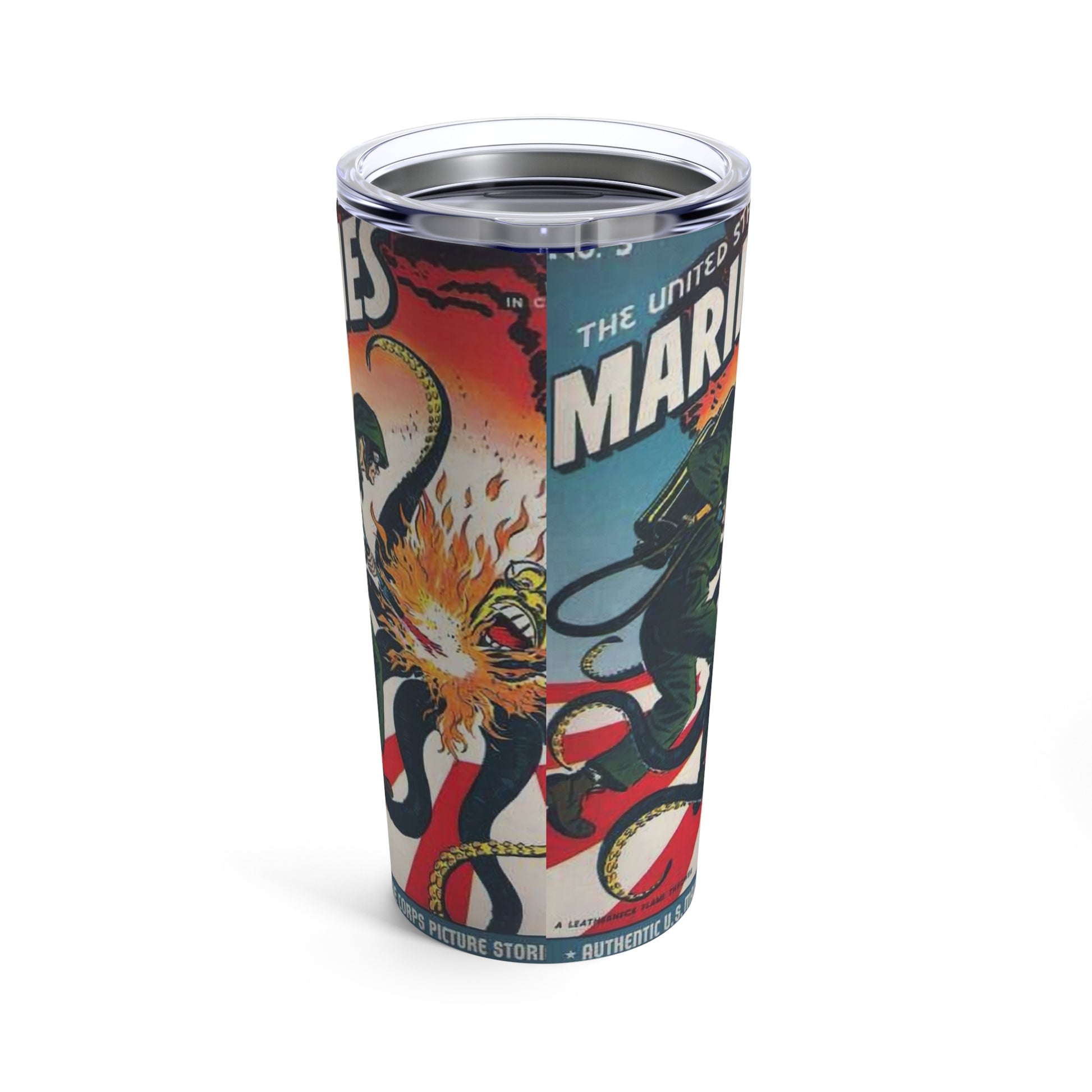 Vintage US Marine Corps Comic Art Insulated Tumbler 20oz - Old School Male 