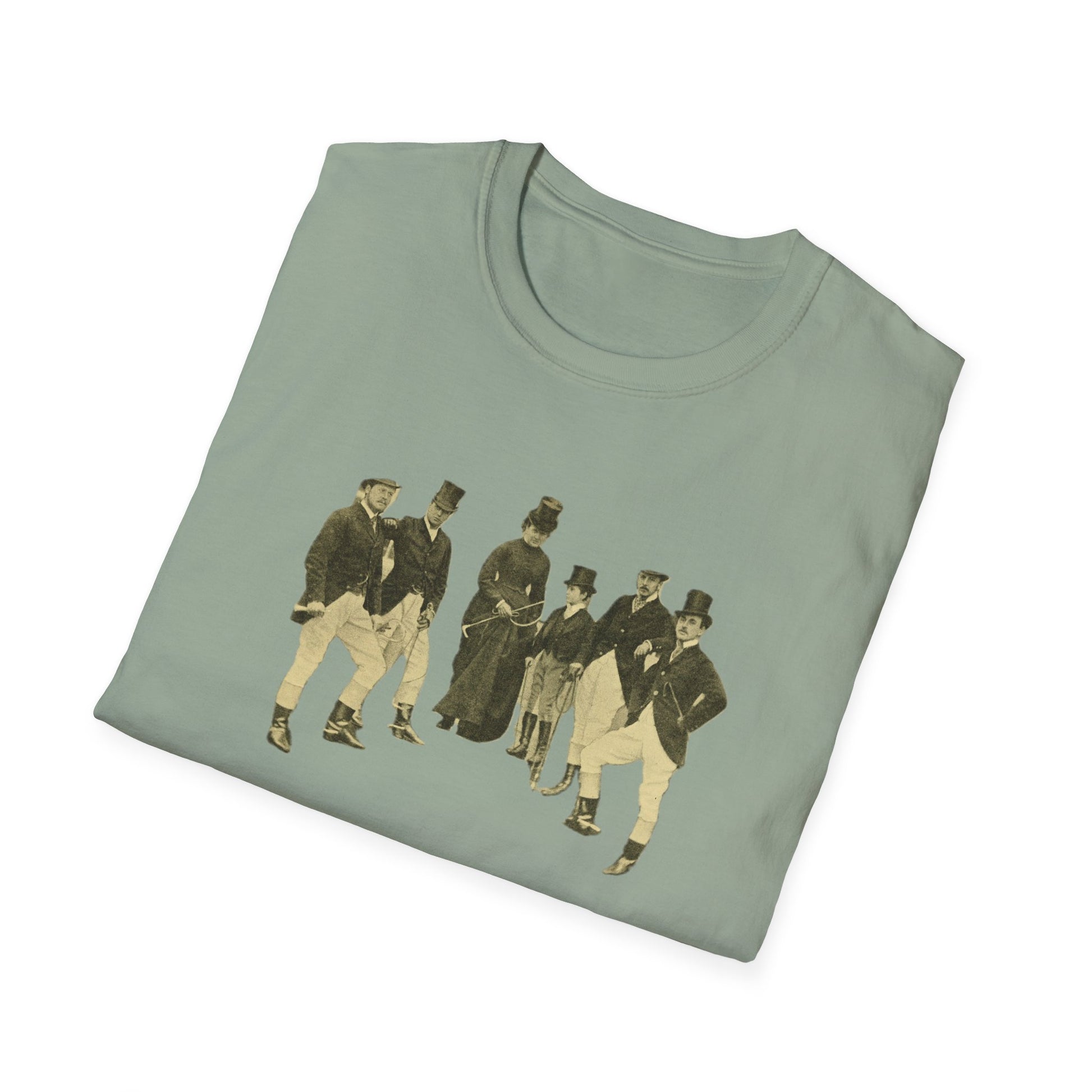 Vintage 19th Century Group Portrait Unisex Softstyle Tee - Old School Male 