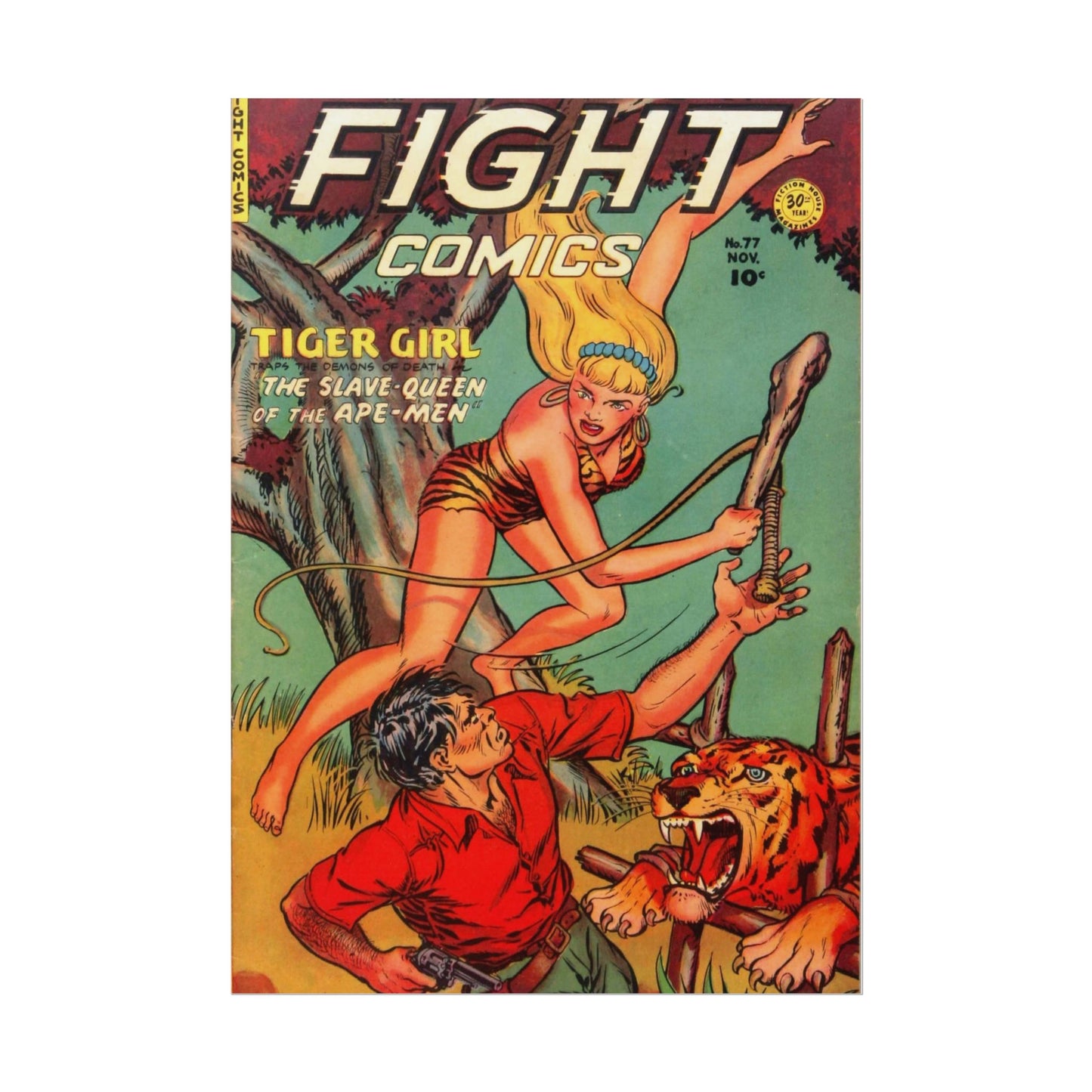 Vintage Fight Comics Rolled Poster - Old School Male 