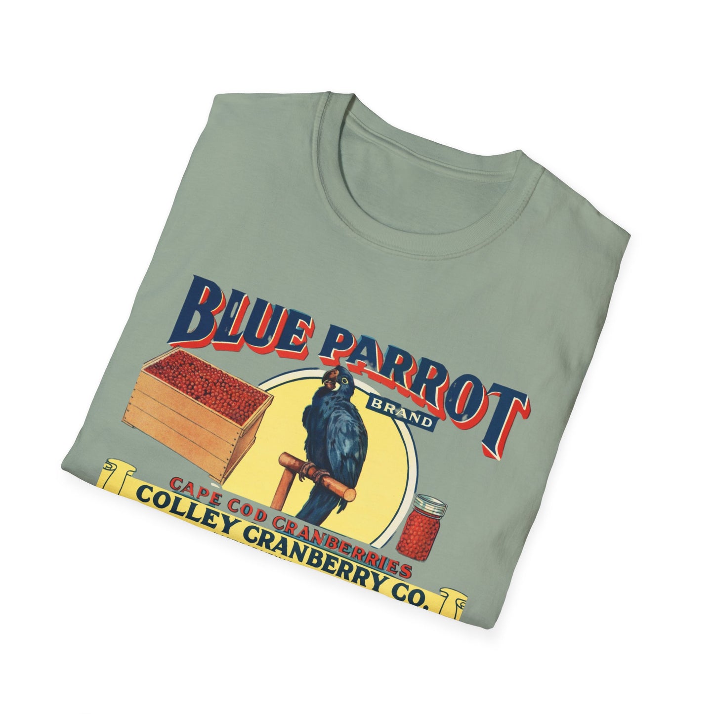 Retro Blue Parrot Cranberry Co Unisex T-Shirt - Soft 100% Cotton, Classic Fit, Fun Vibrant Design