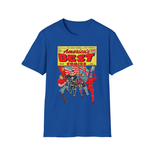 Retro America's Best Comic Book T-Shirt - Unisex Softstyle Tee for Comic Fans & Enthusiasts