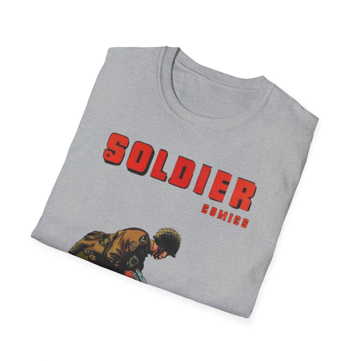 Vintage Retro Soldier Comics Graphic T-Shirt - 100% Cotton Classic Fit Tee