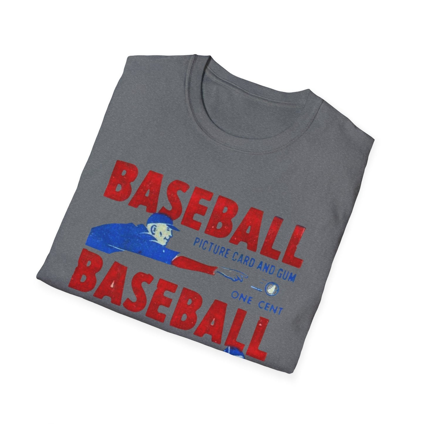 Vintage 1950 Baseball Card Wrapper Unisex T-Shirt in vibrant yellow with unique retro art. This nostalgic sportswear piece is perfect for any baseball enthusiast looking to add to their collection.