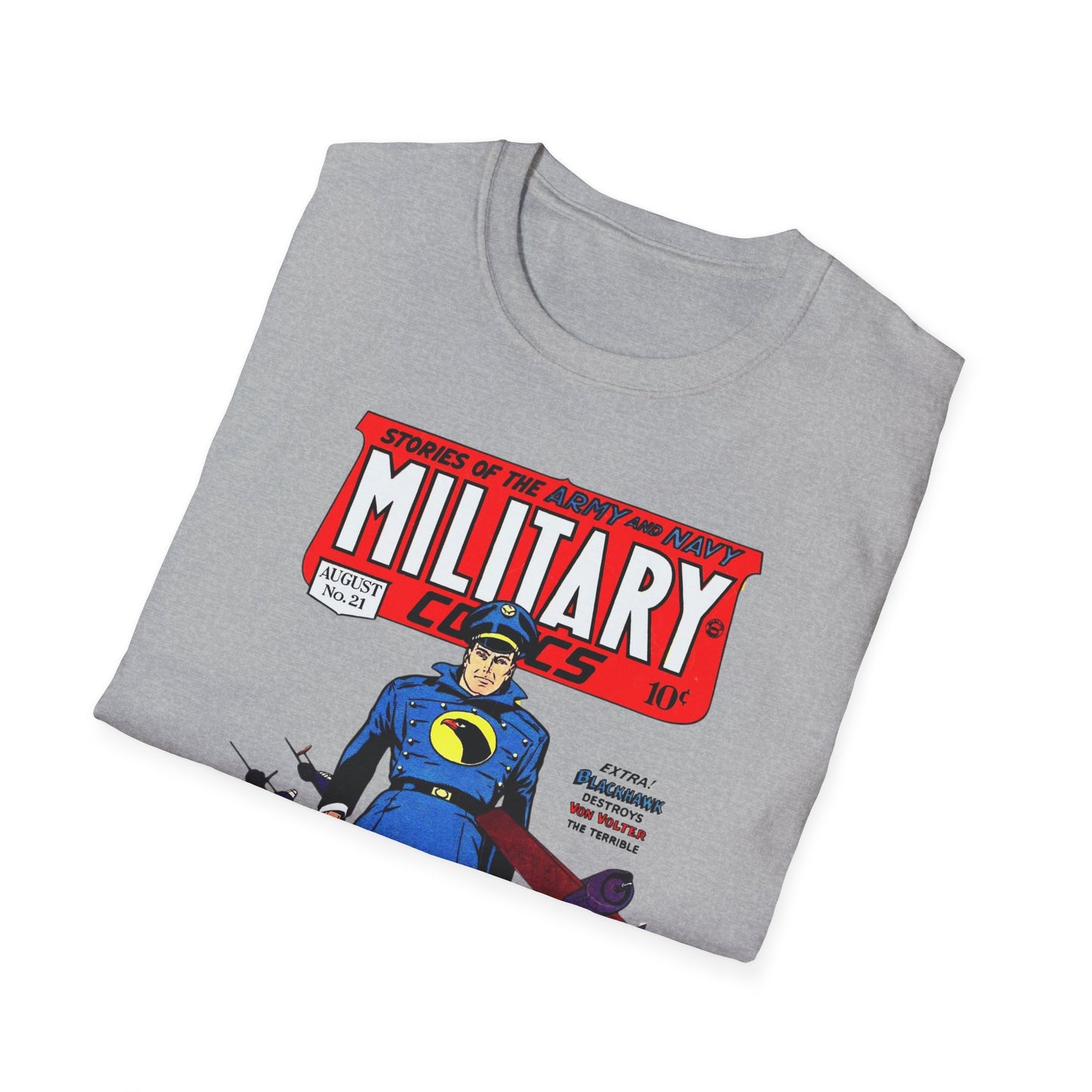 Vintage Military Comic Book Graphic Tee - 100% Cotton Retro T-Shirt for Comic Fans