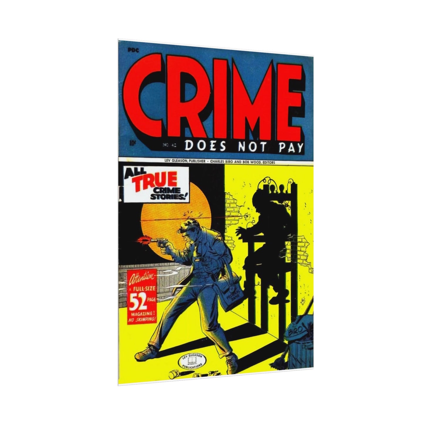 Retro Crime Does Not Pay Comic Book Cover Poster - Old School Male 