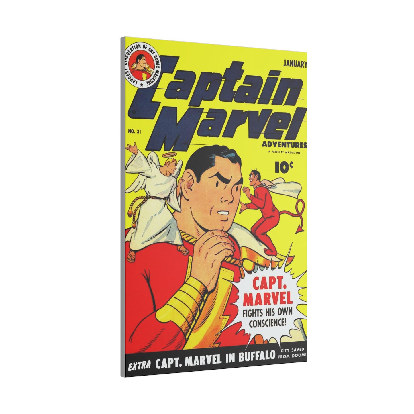 Vintage Captain Marvel Canvas Art - Nostalgic Comic Cover Print