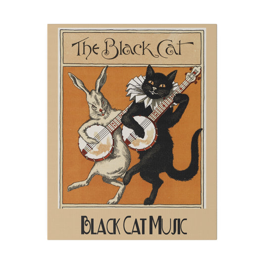 Vintage Black Cat Music Matte Canvas, Stretched, 0.75" - Old School Male 