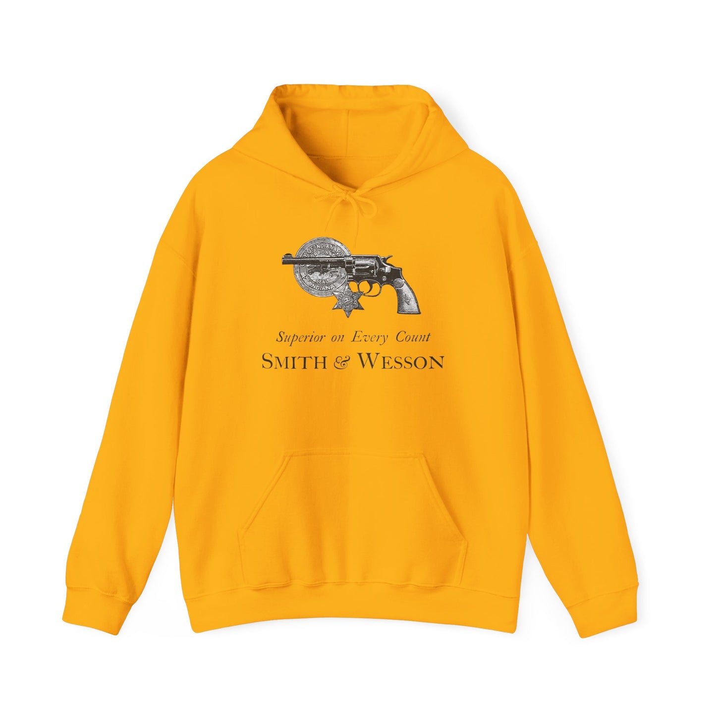 Vintage Smith and Wesson Hoodie - Cozy Ad Design with Kangaroo Pocket & Custom Fit