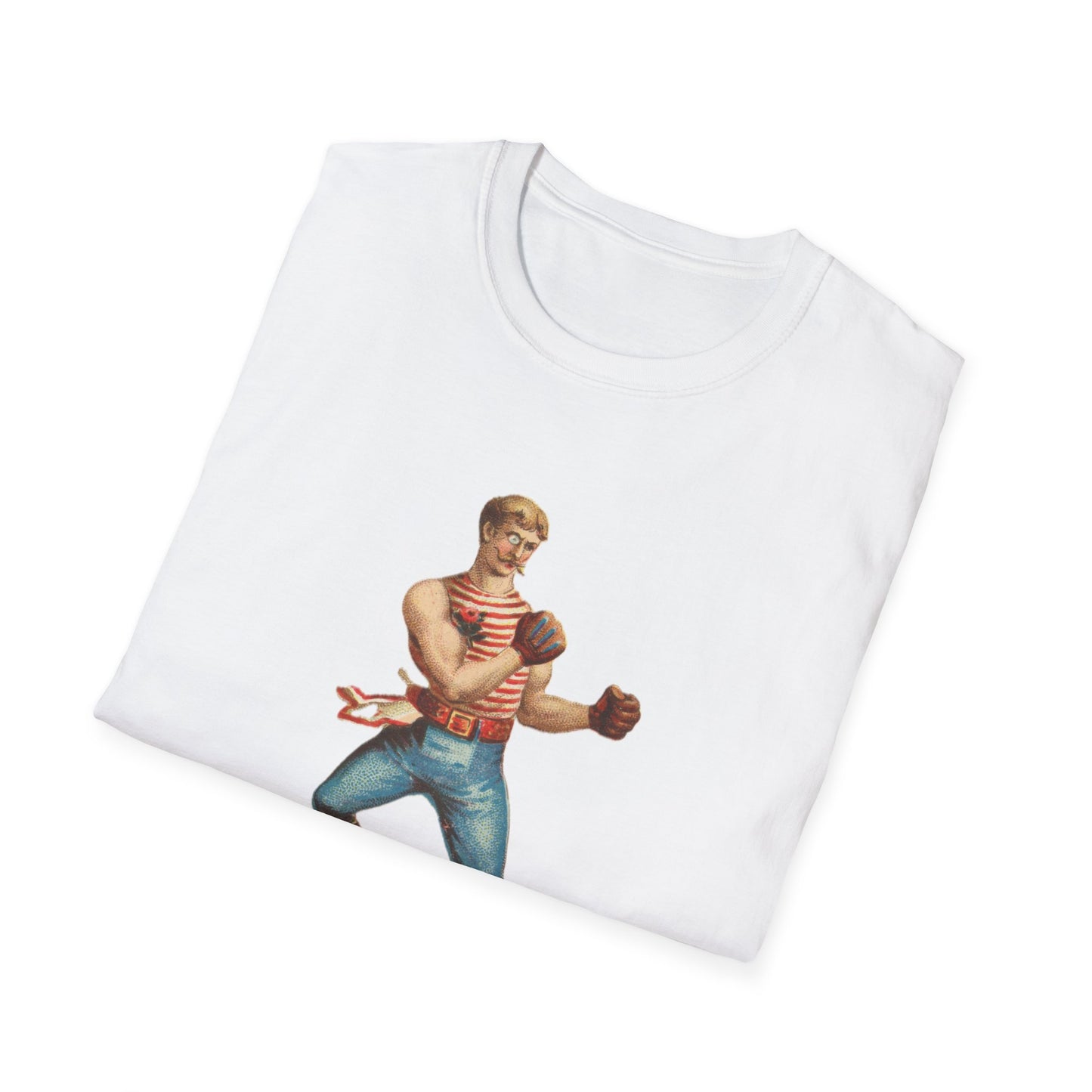 Vintage Boxer Pose Unisex Soft Cotton Tee - Old School Male 