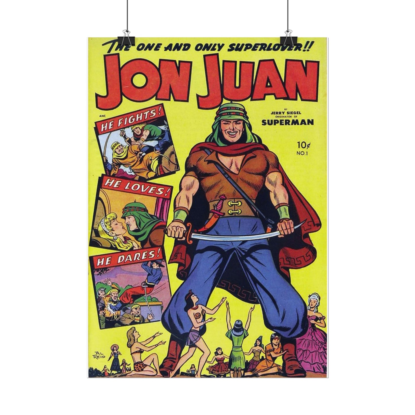 Poster Print Jon Juan 50s Comic Cover - Old School Male 