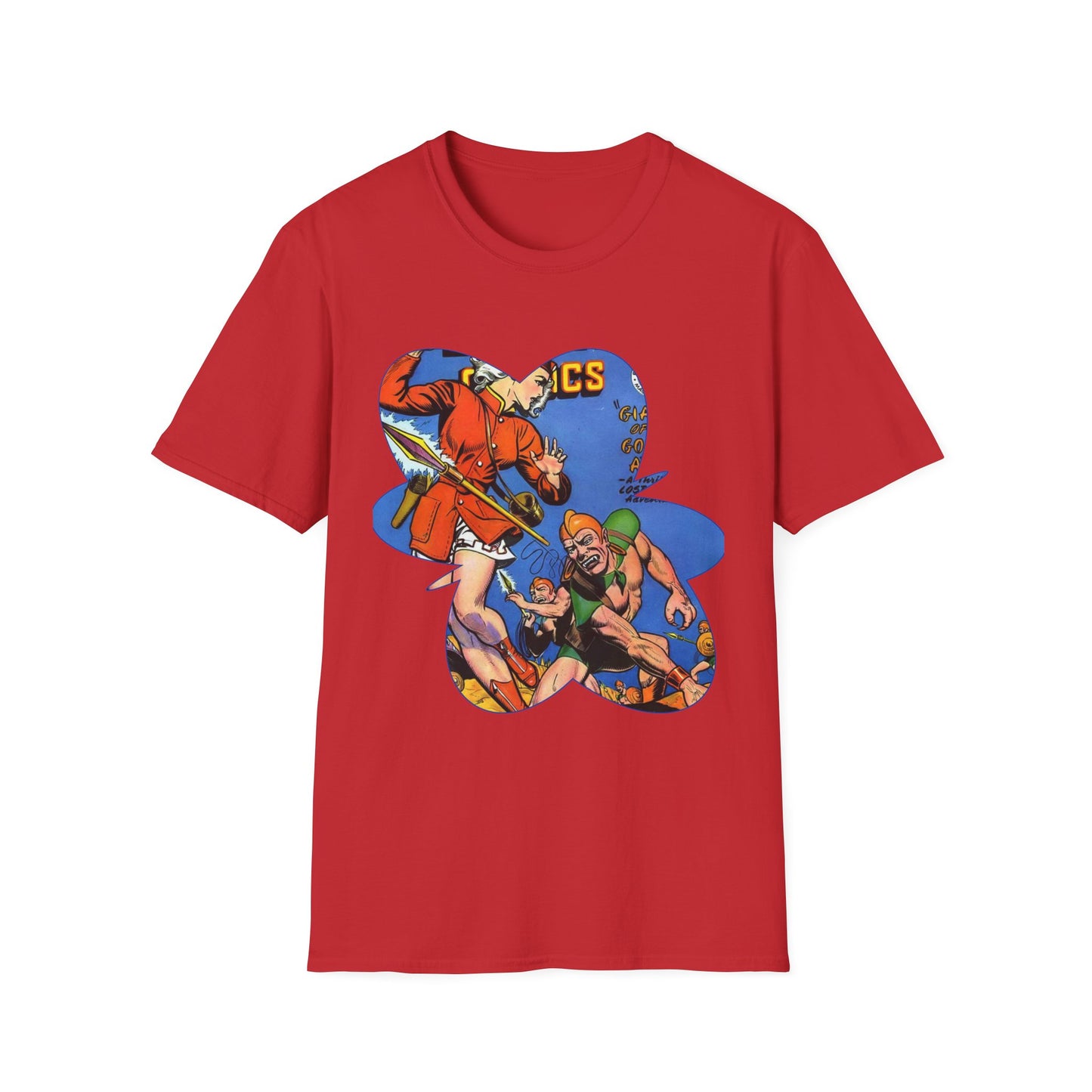 Vintage Comic Book Cover Unisex Softstyle Tee - Old School Male 