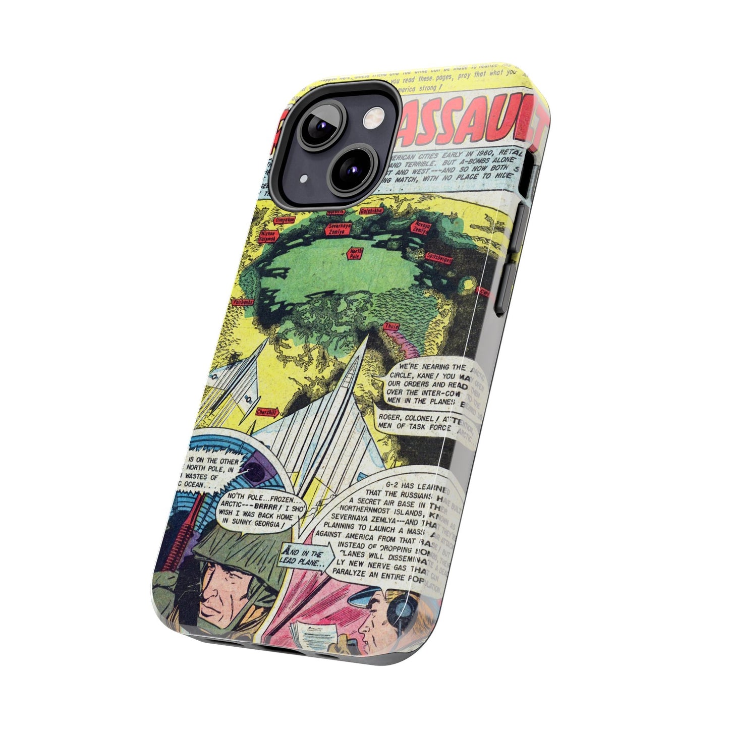 Vintage Atomic Warfare Comic Page Rugged Phone Cases - Old School Male 