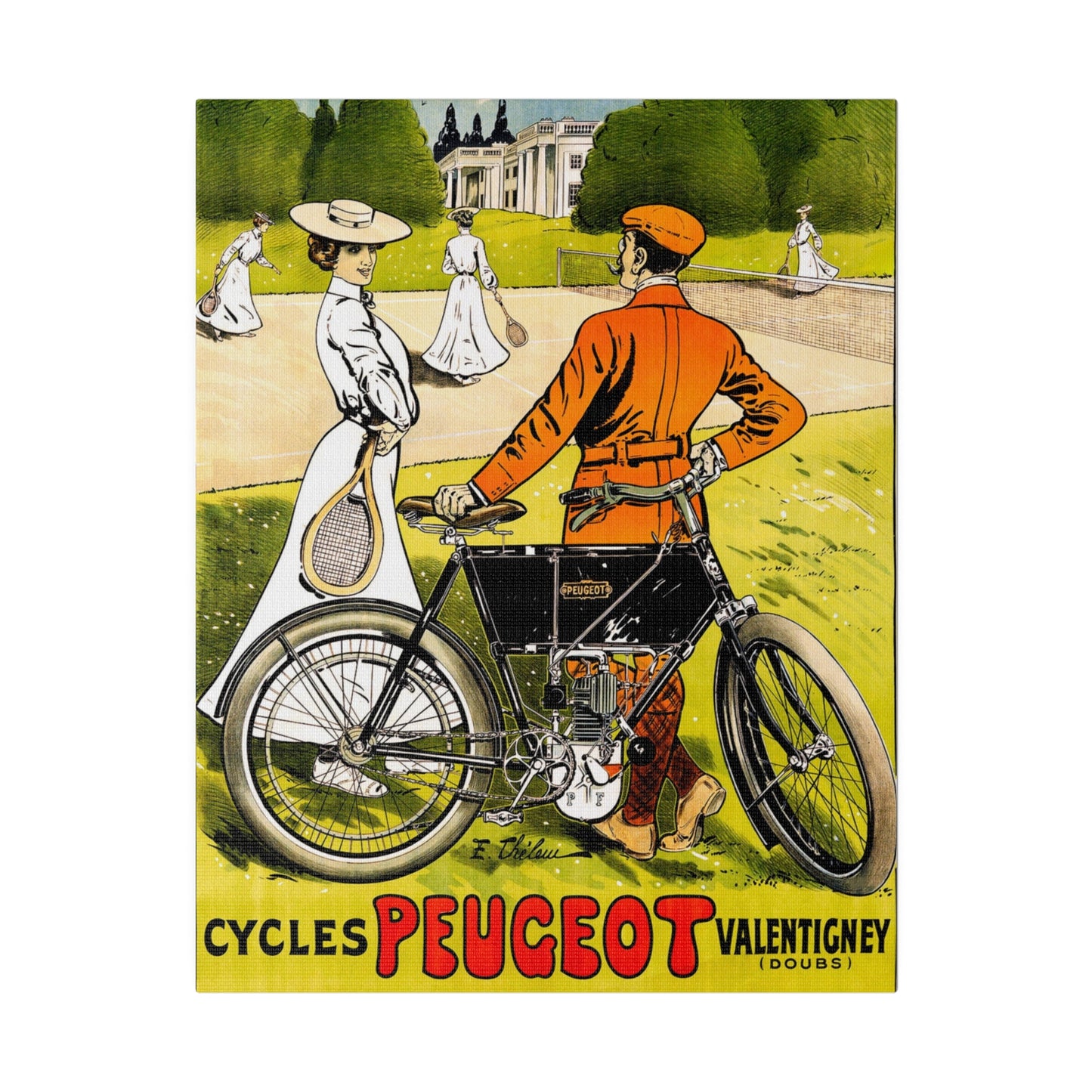 Vintage Peugeot Bicycle Ad Canvas Print - Old School Male 