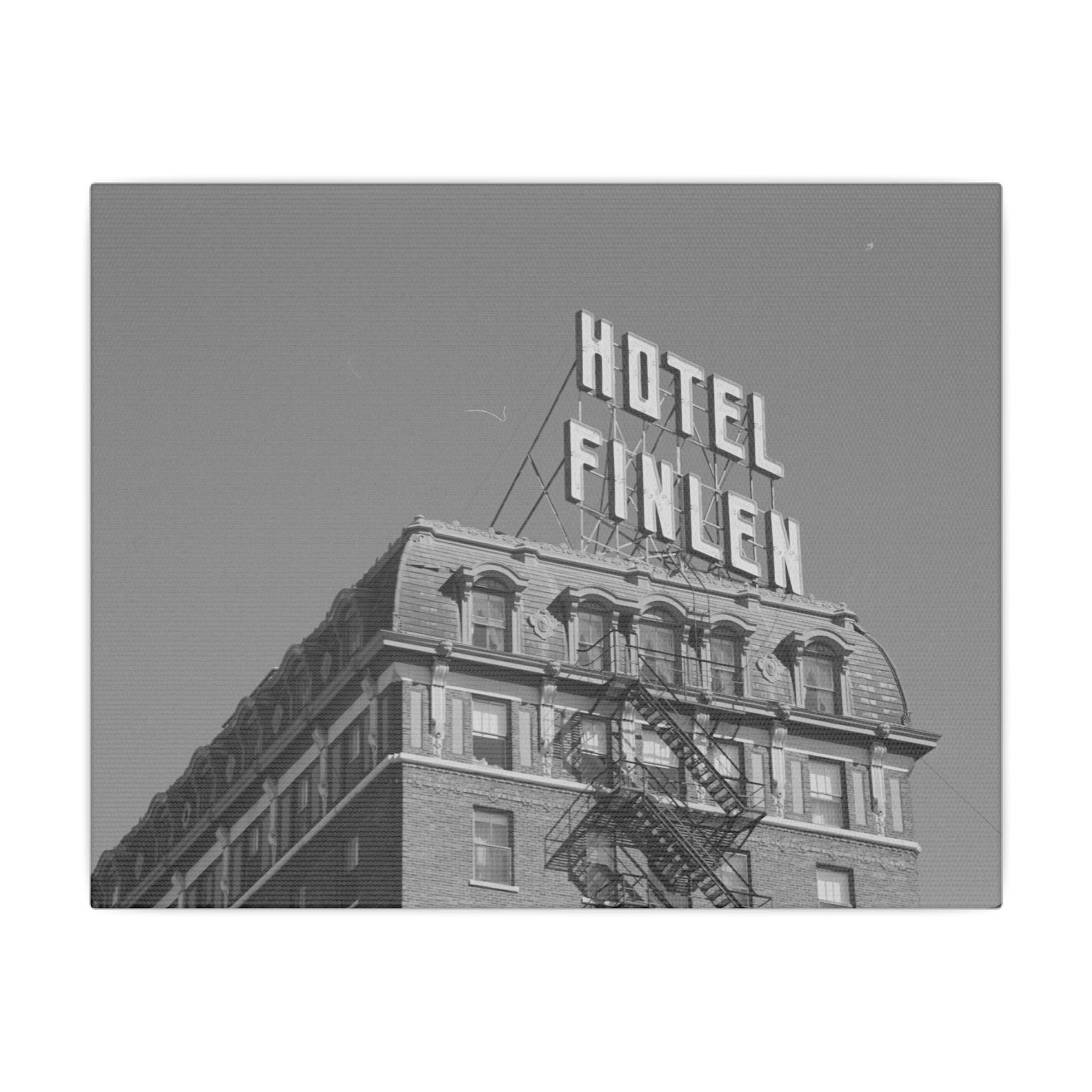 Vintage Hotel Finlen Butte Montana Canvas Print - Old School Male 