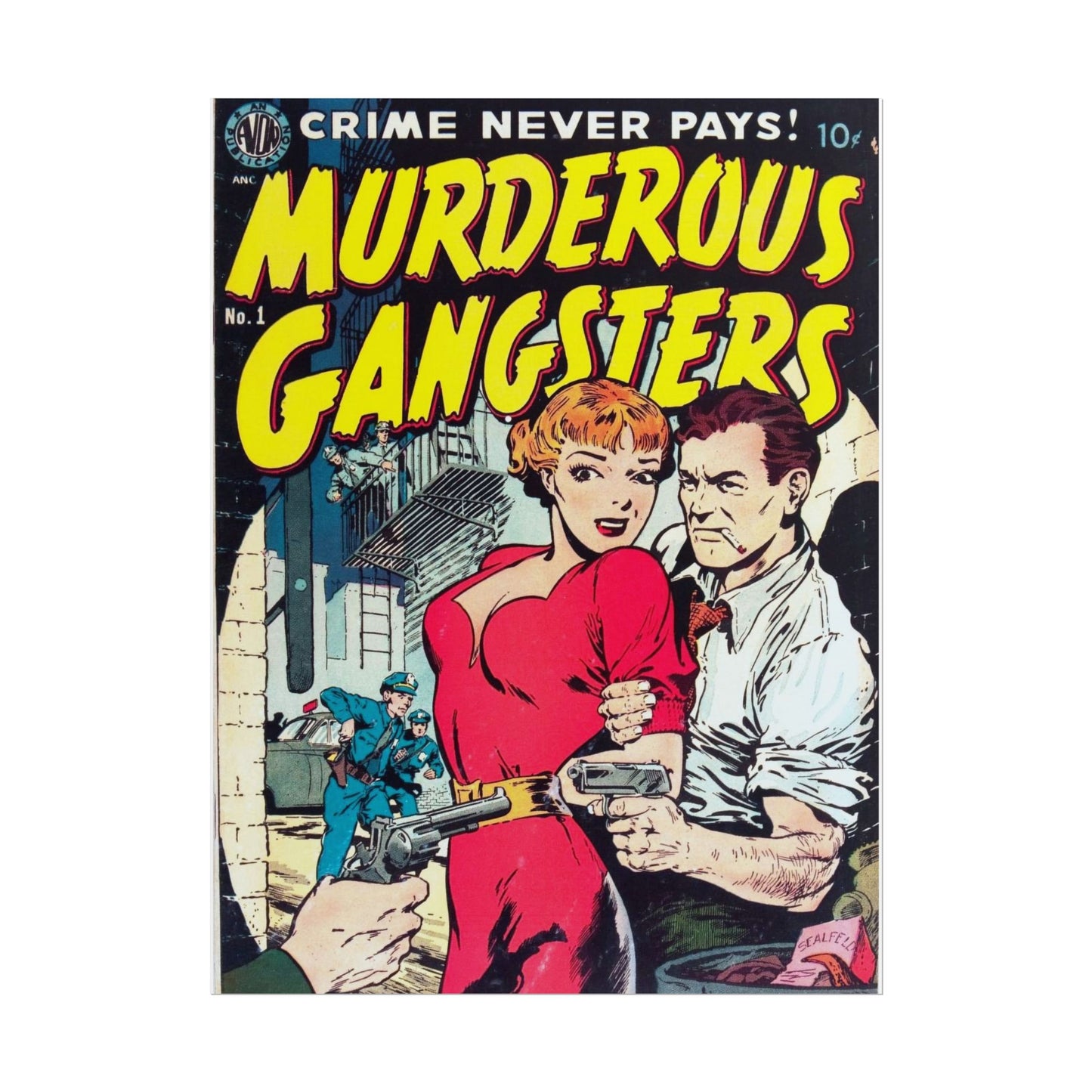 Retro Murderous Gangsters Comic Book Cover Rolled Poster - Old School Male 