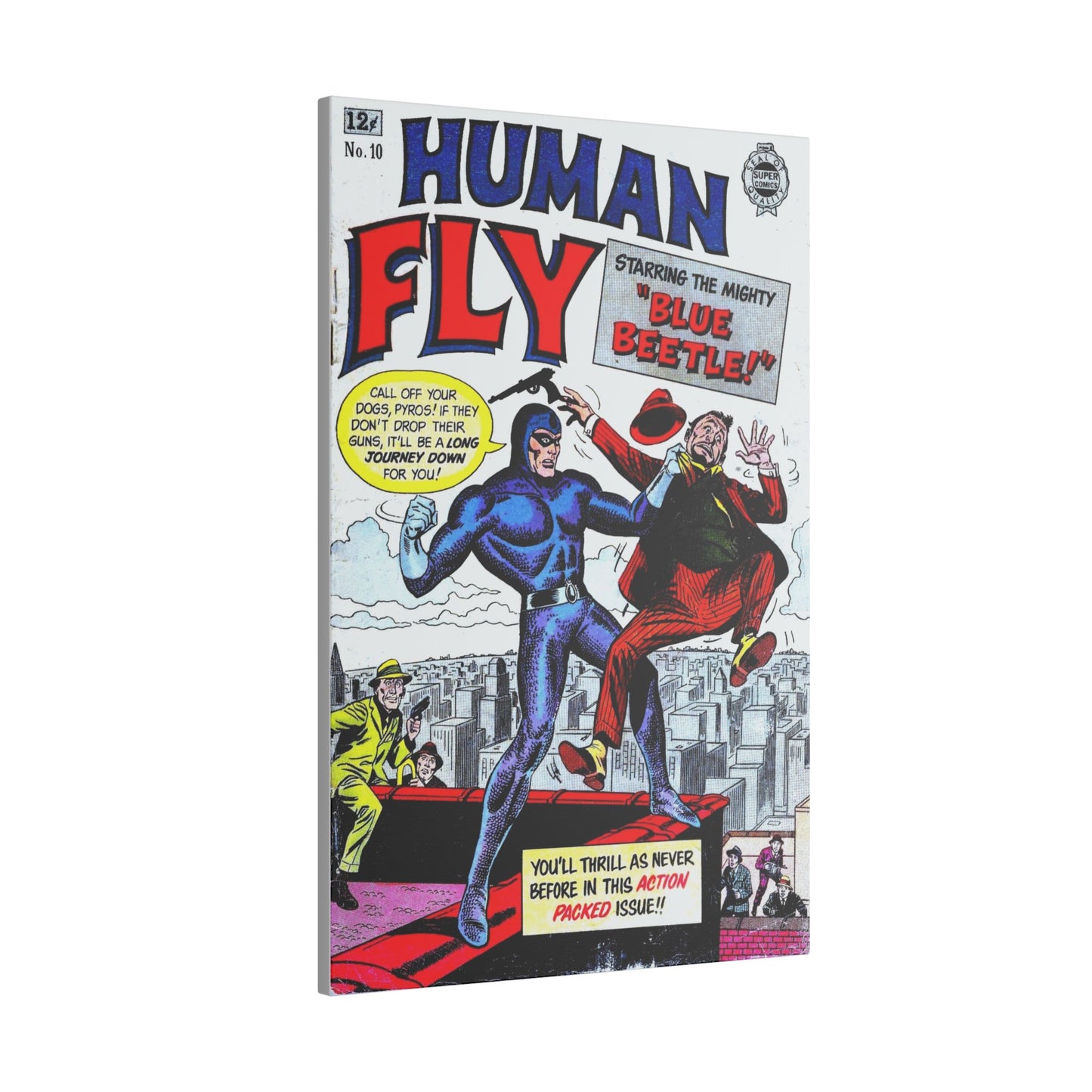 Vintage Human Fly Comic Art Canvas Print – Stretched Matte (Various Sizes)