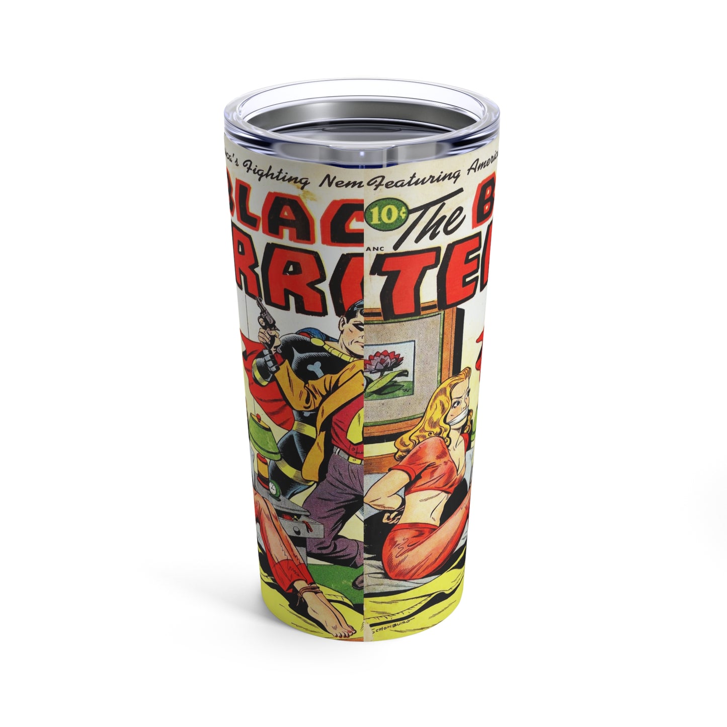 Vintage Black Terror Comic Art Insulated Tumbler 20oz - Old School Male 