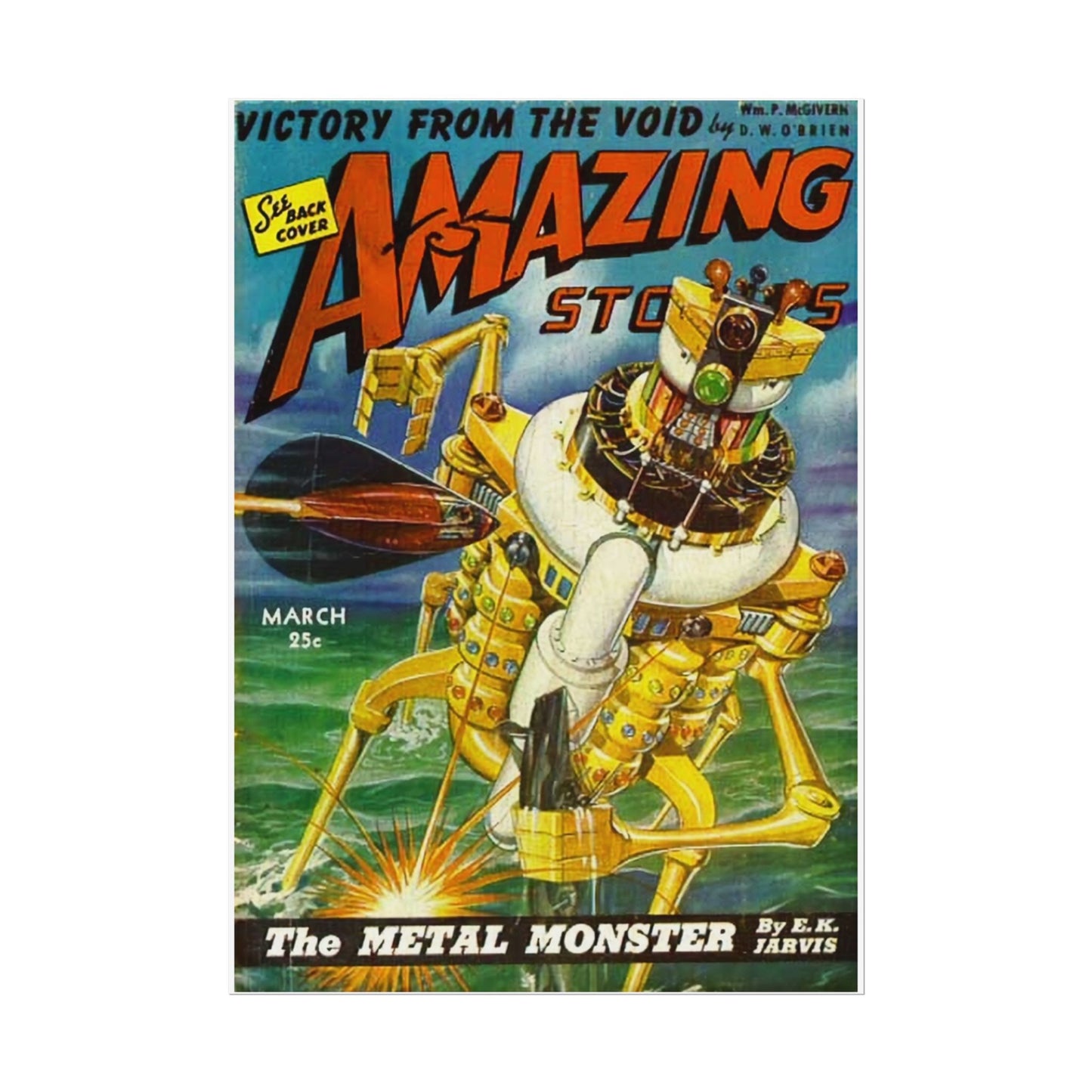 Retro 1950s Amazing Stories Comic Cover Poster - Old School Male 