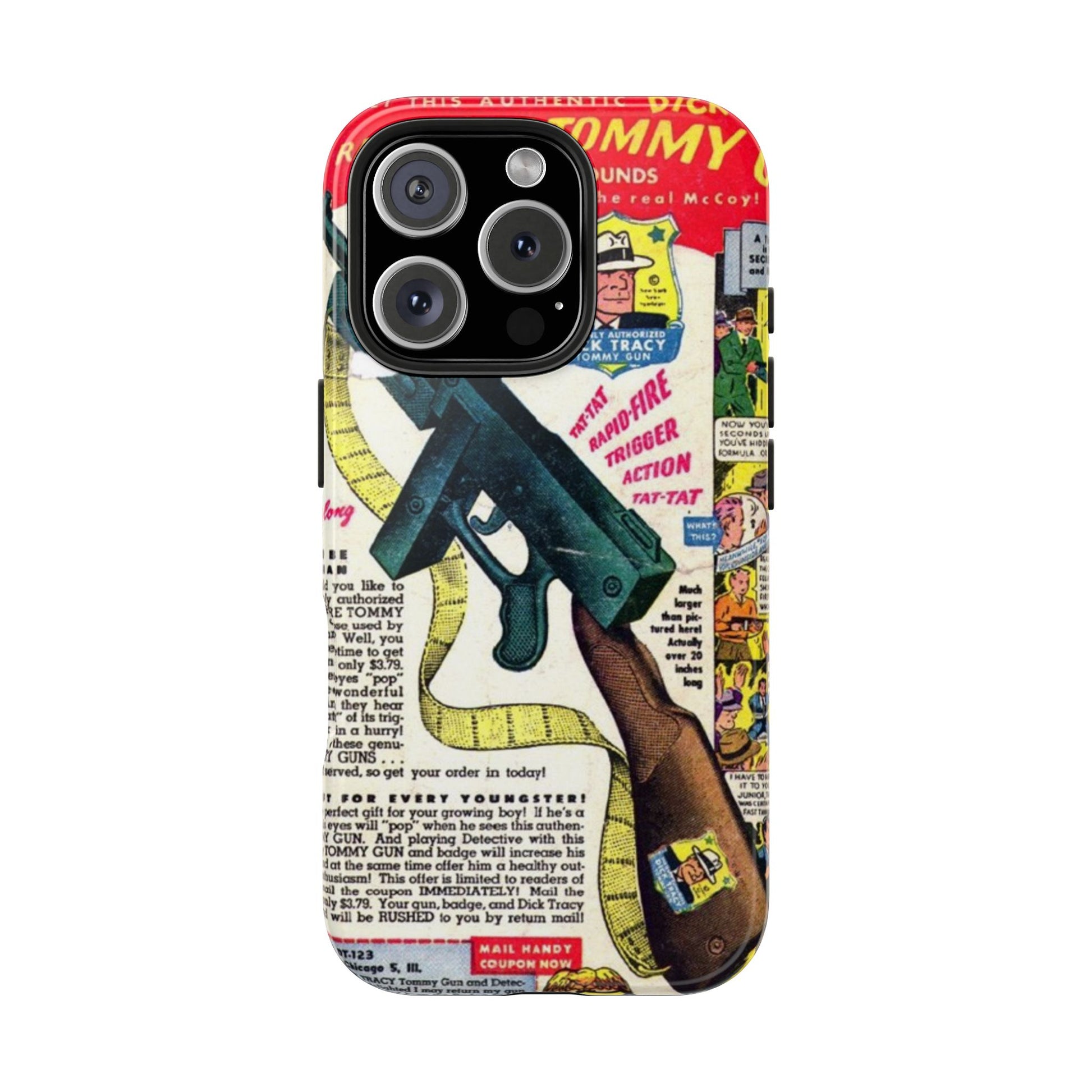 Dick Tracy Tommy Gun Vintage-Inspired Tough Phone Cases - Old School Male 