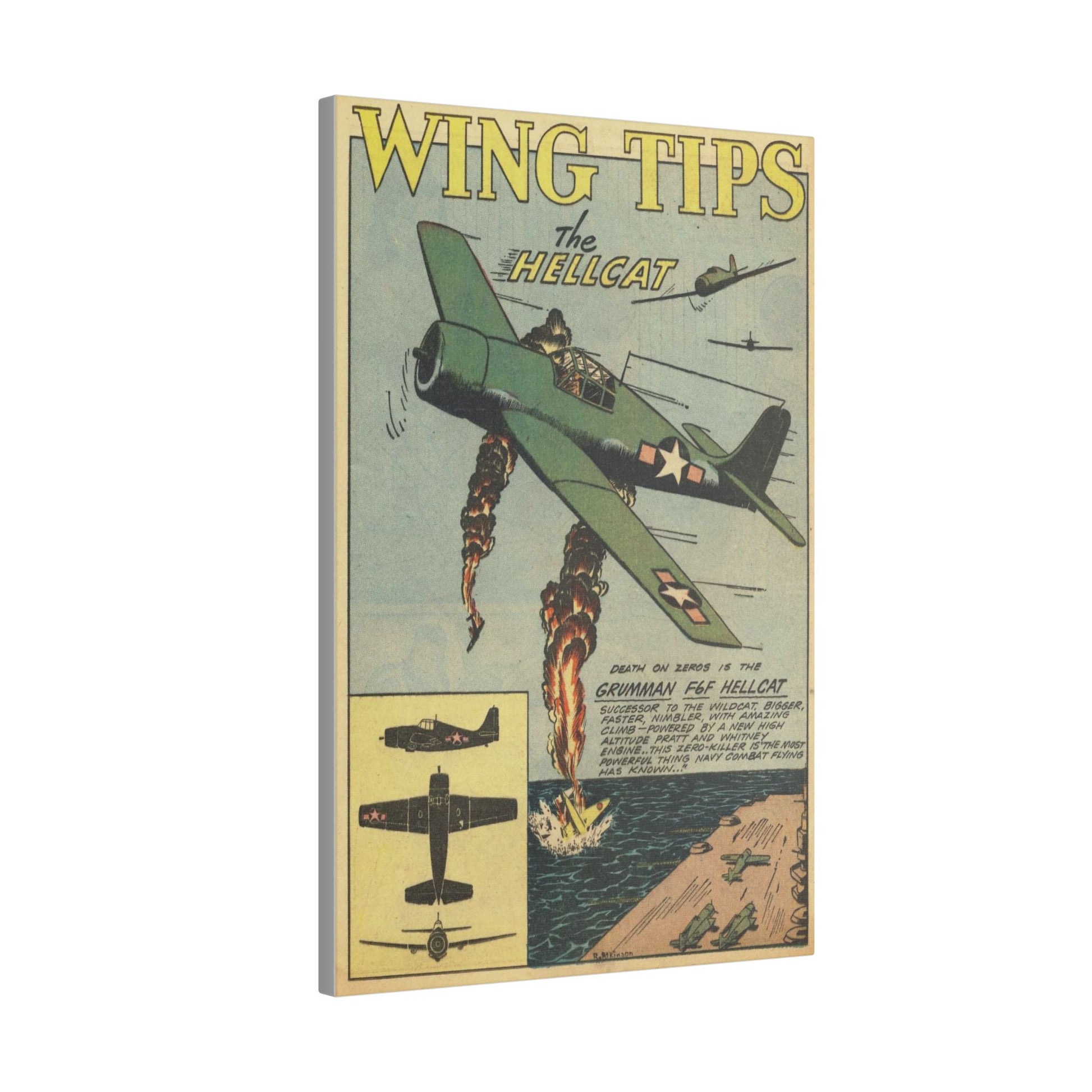 Vintage Comic Wing Tips Stretched Matte Canvas Art (Multiple Sizes) - Old School Male 