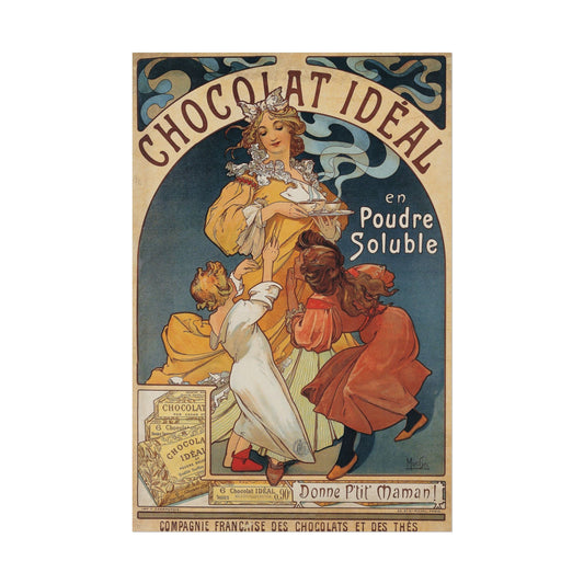 Vintage Chocolate Ad Rolled Poster, Wall Decor Print Art, Cocoa Retro Kitchen Sign, Home Decoration, Gift for Foodie, Food Lover Present - Old School Male 