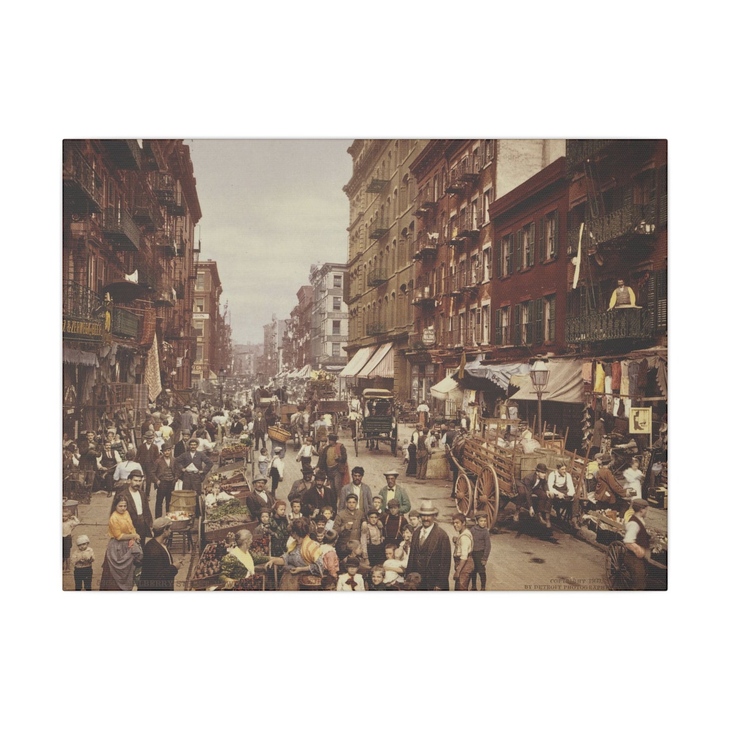 Vintage New York City Street Scene Matte Canvas Print - Stretched, 0.75" Frame (Available in Multiple Sizes)